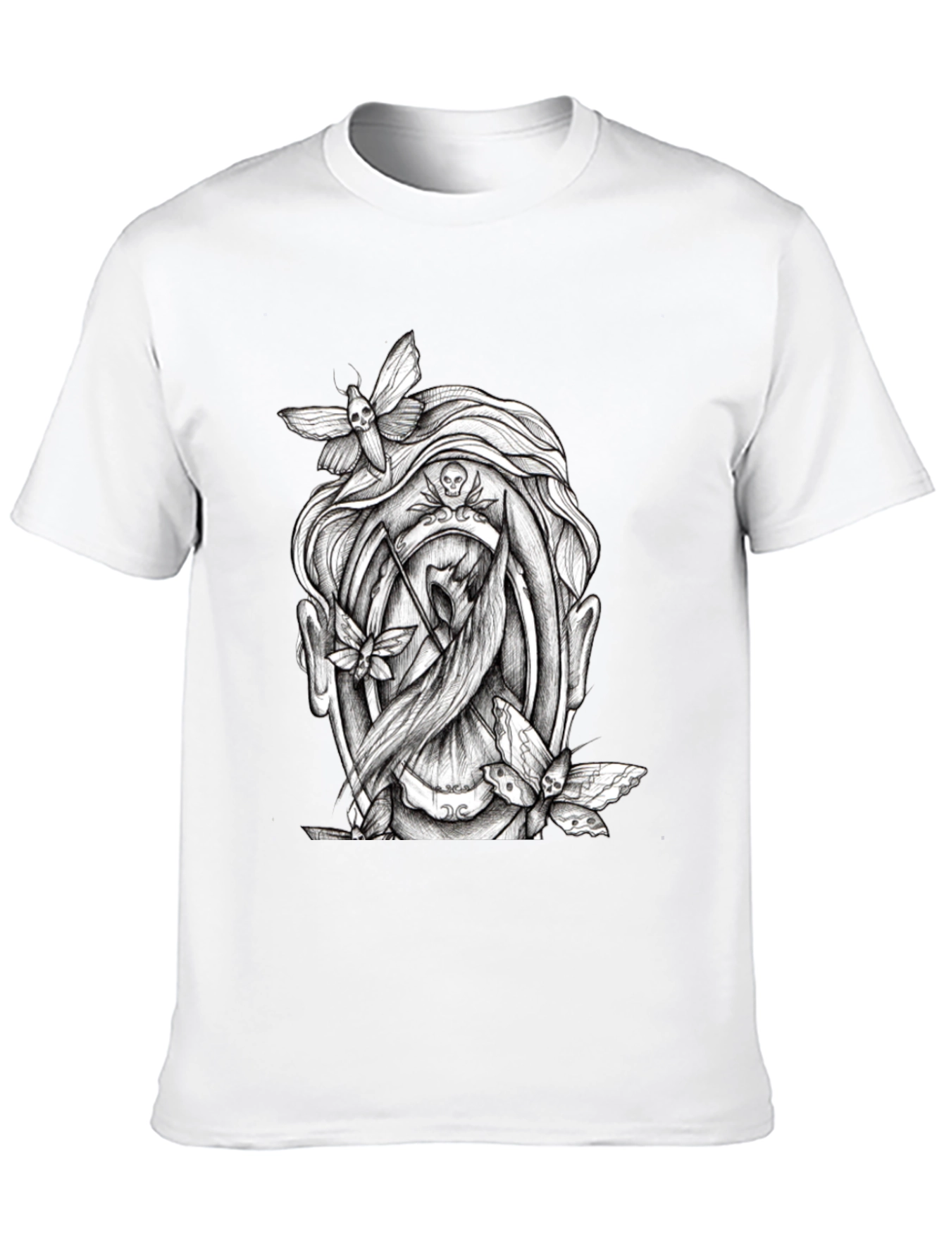 Grim Reaper Moth Graphic T-Shirt - Black