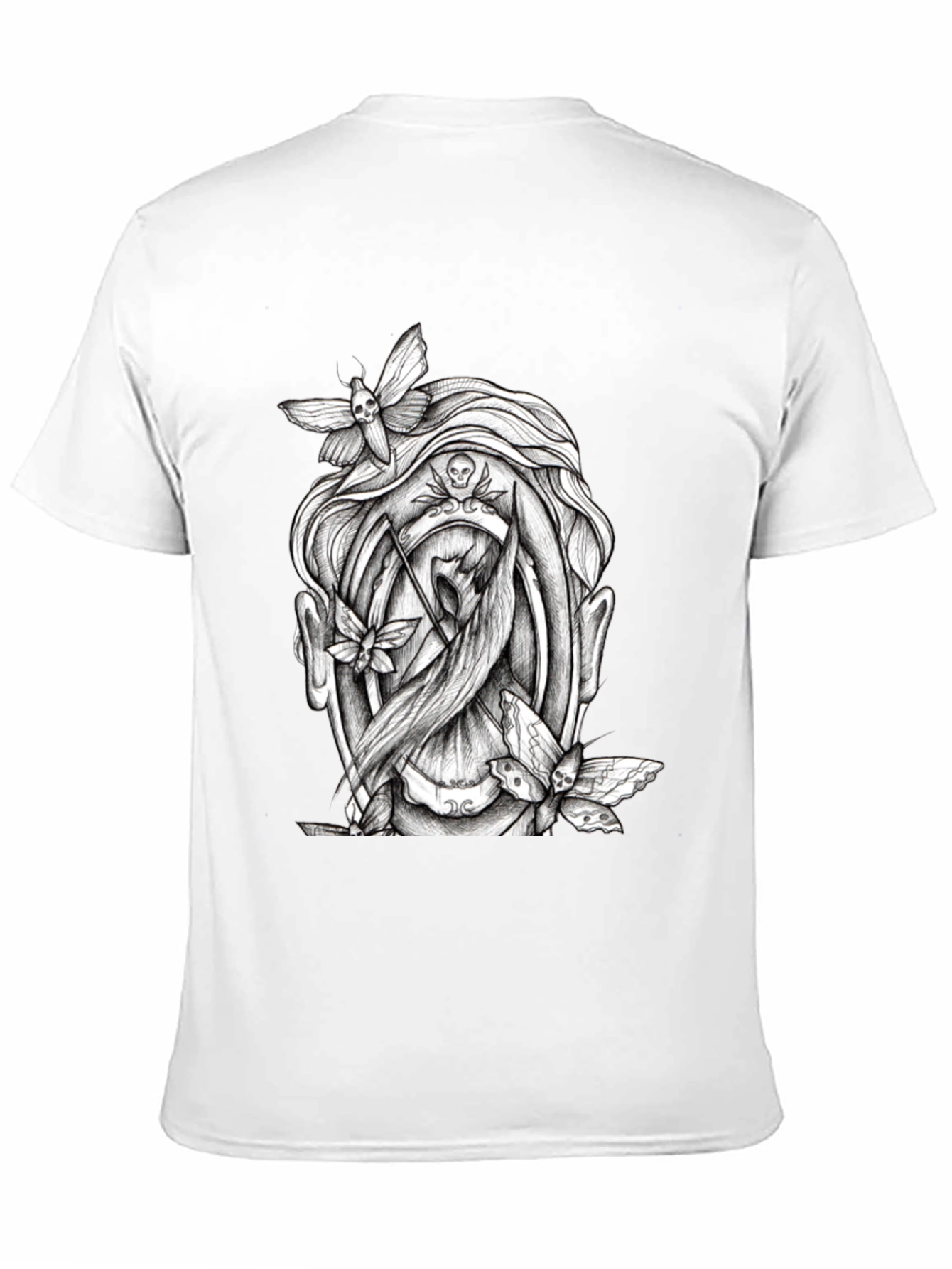 Grim Reaper Moth Graphic T-Shirt - Black