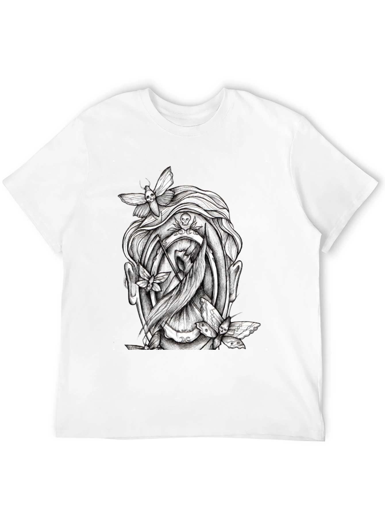 Grim Reaper Moth Graphic T-Shirt - Black