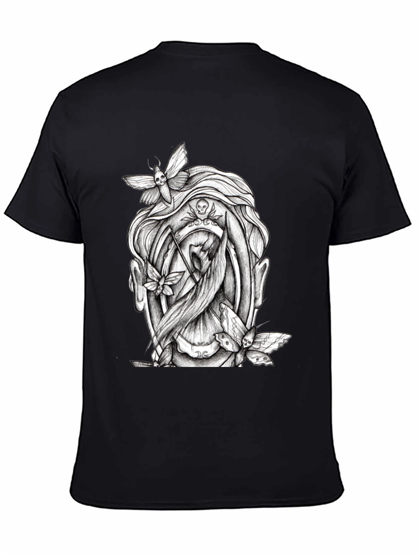 Grim Reaper Moth Graphic T-Shirt - Black