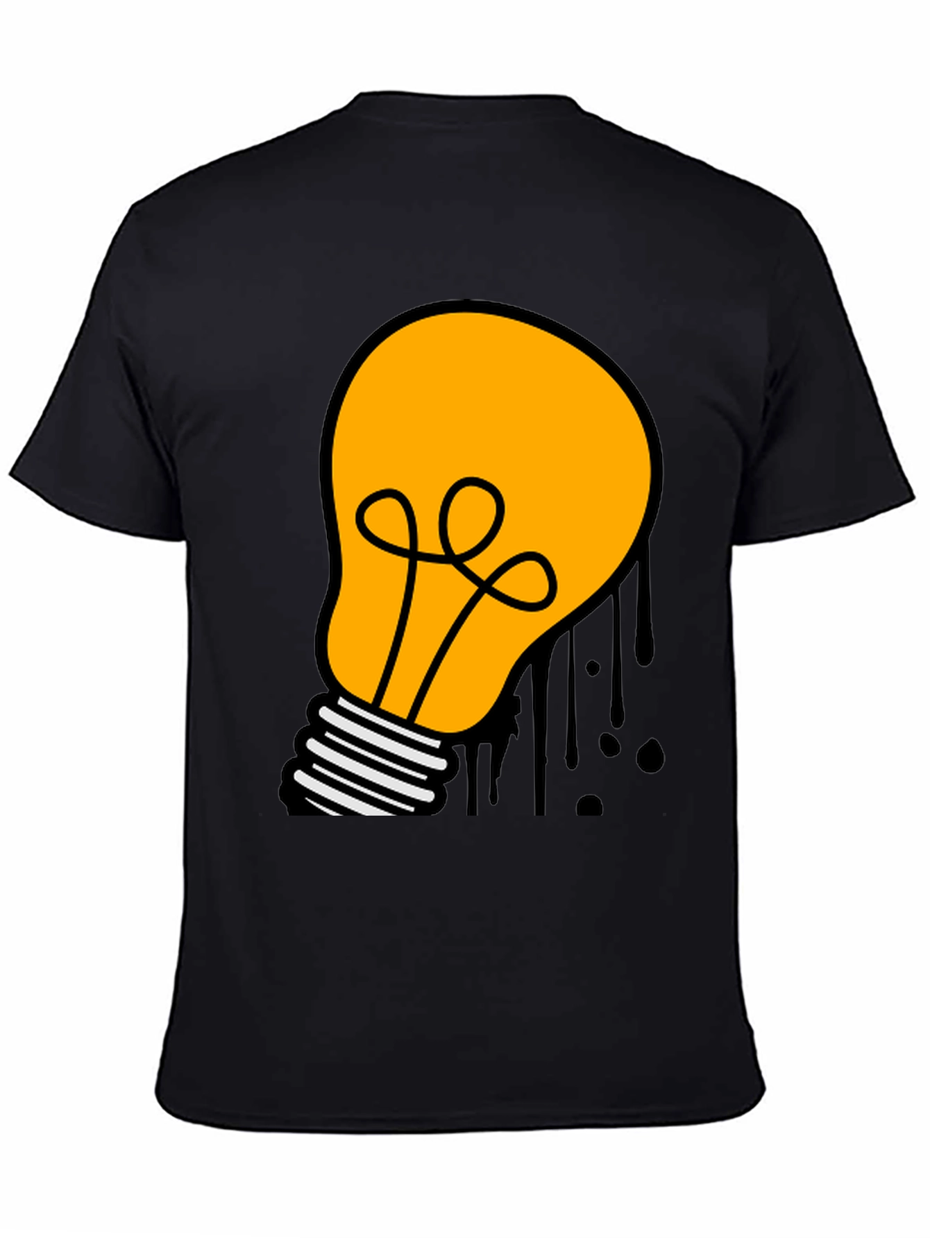 Cartoon Light Bulb Black T-Shirt