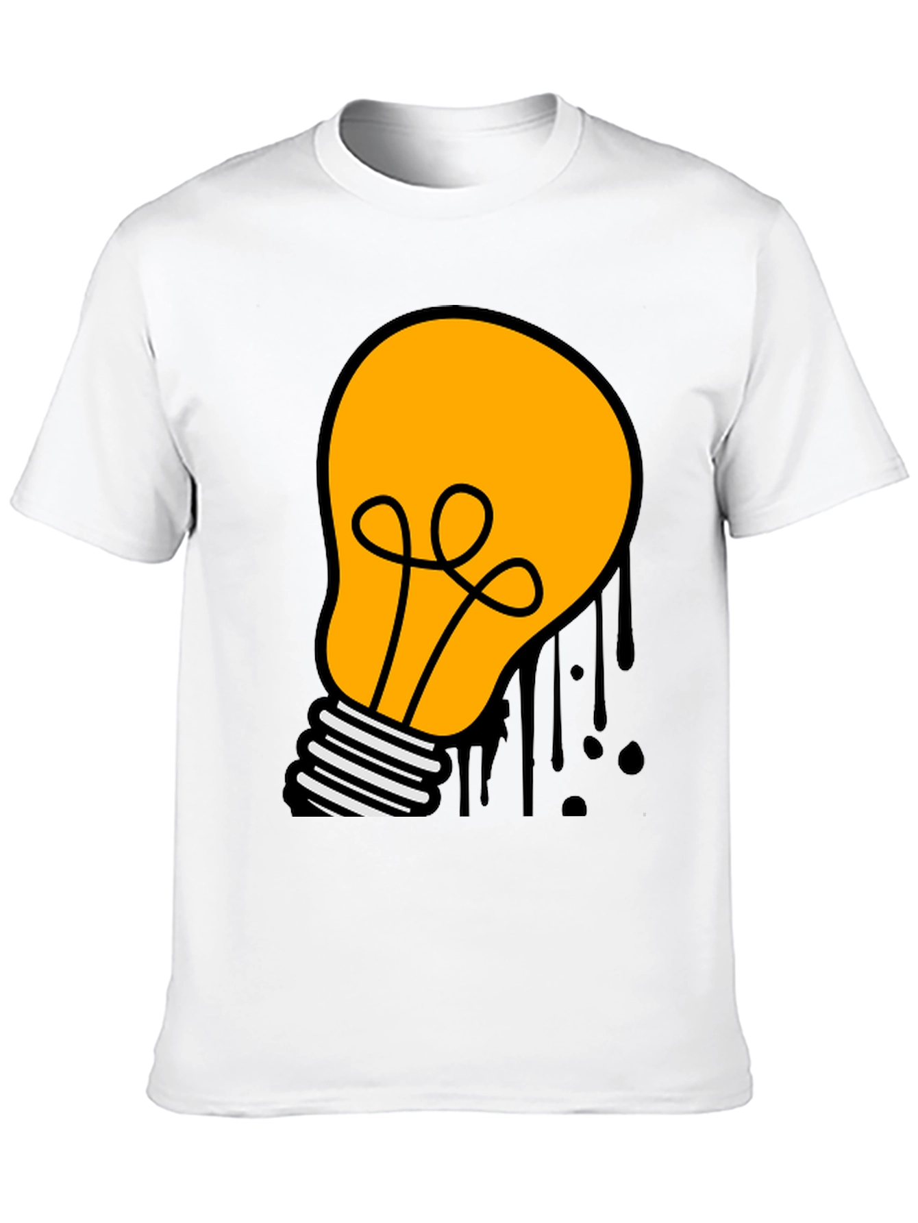 Cartoon Light Bulb Black T-Shirt