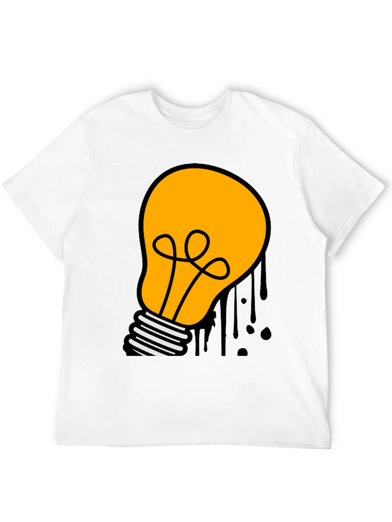 Cartoon Light Bulb Black T-Shirt