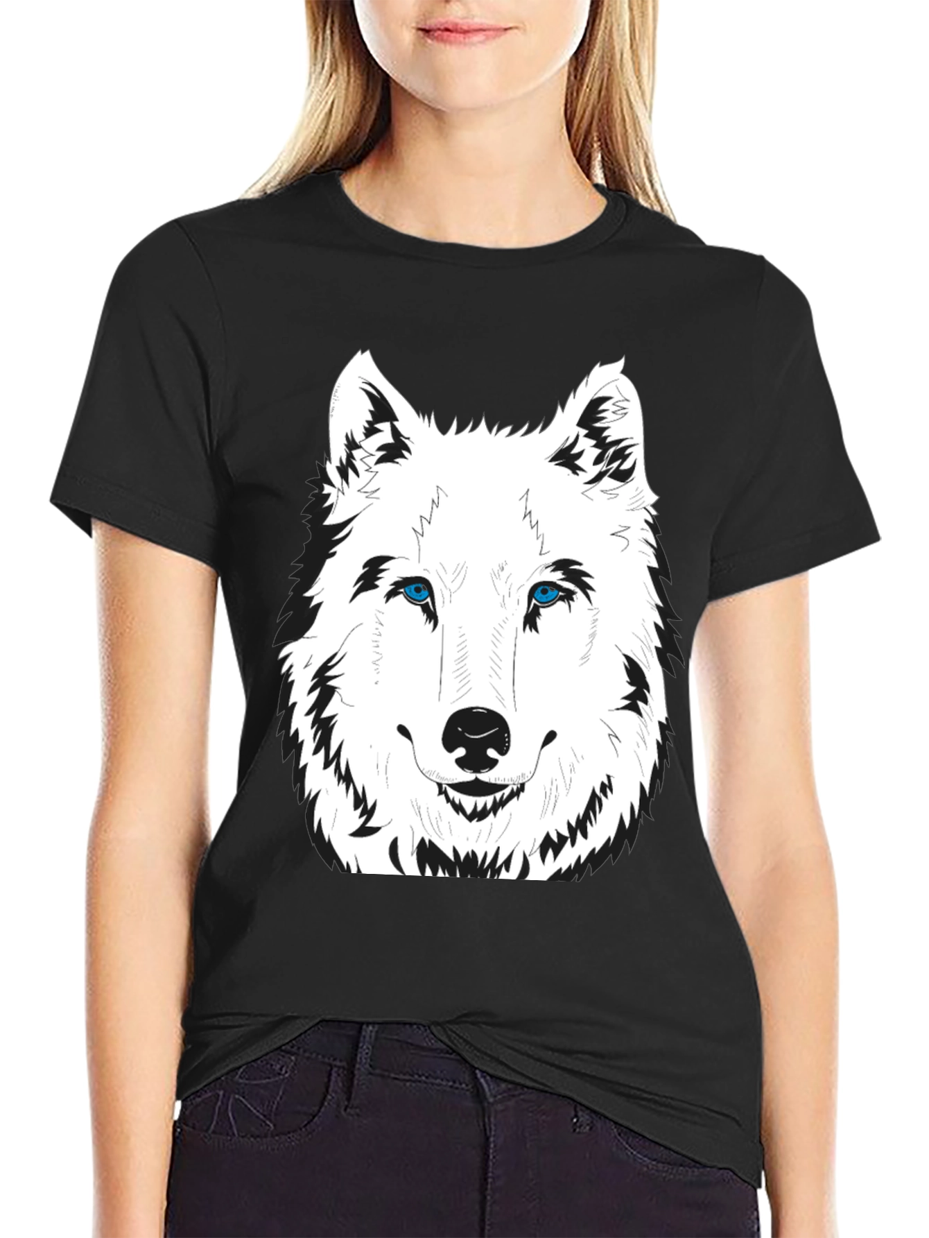 Mens Black Wolf Graphic Print T-Shirt
