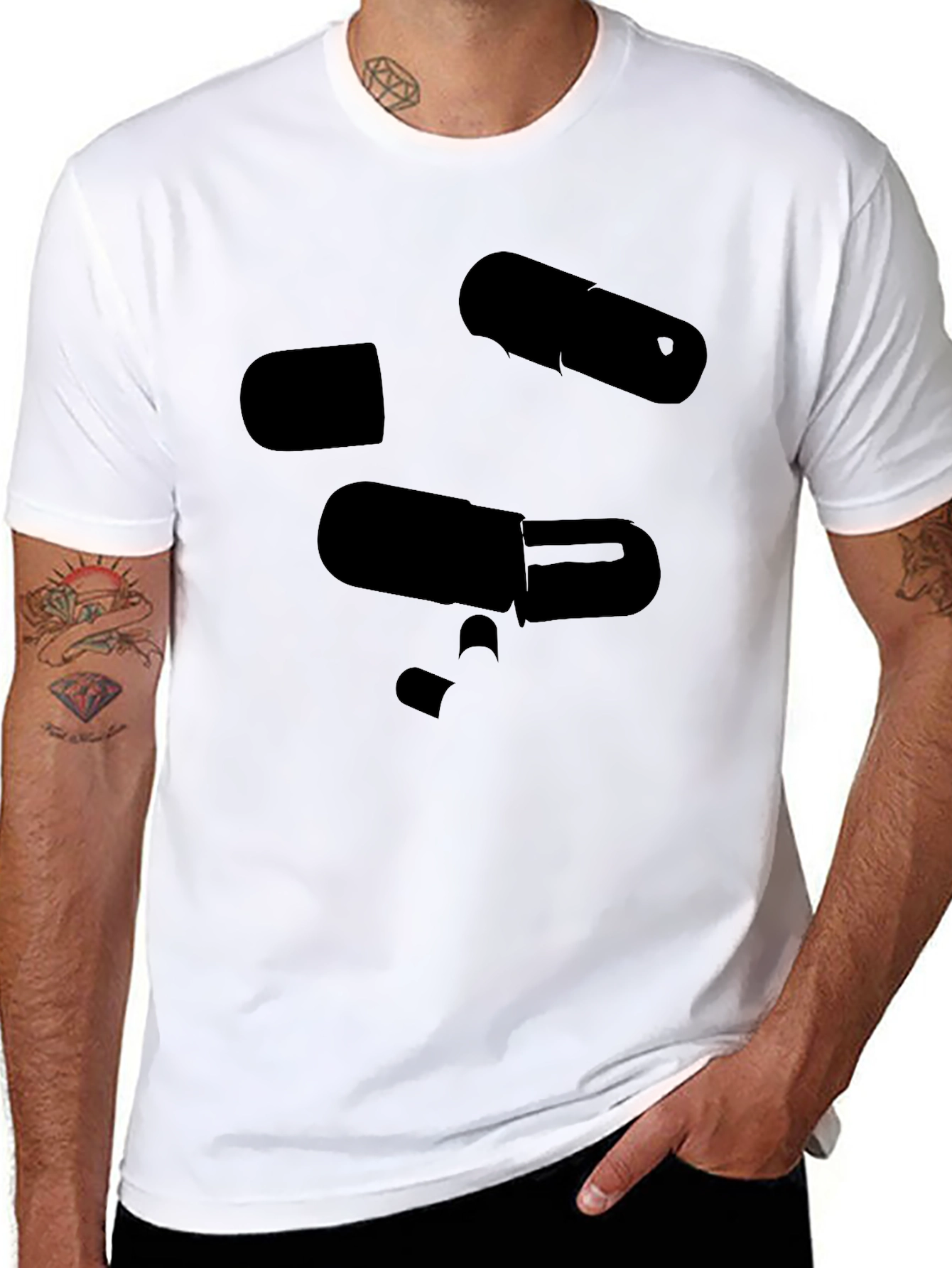 Pill Graphic Black T-Shirt Mens Casual Wear