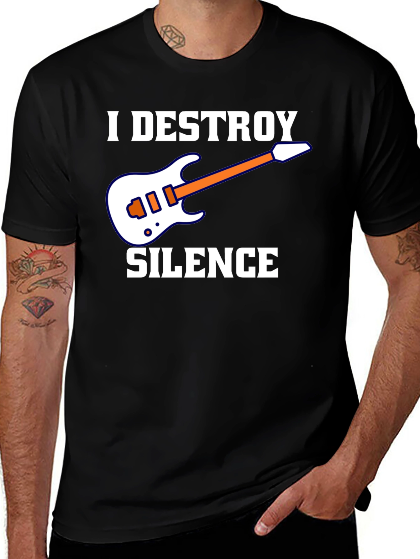 I Destroy Silence Guitar Graphic T-Shirt - Black