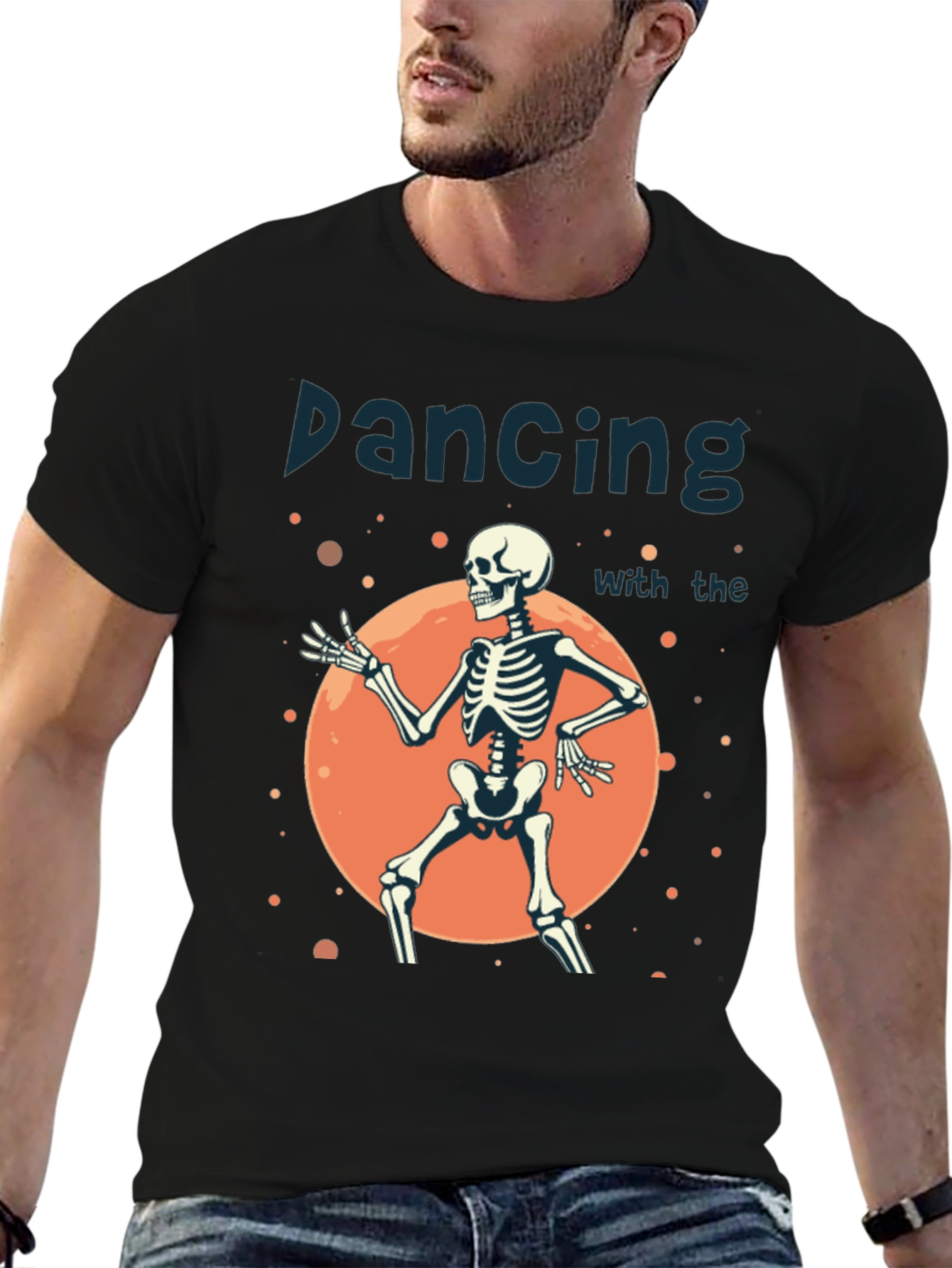 Dancing Skeleton Graphic Tee - Halloween Style!