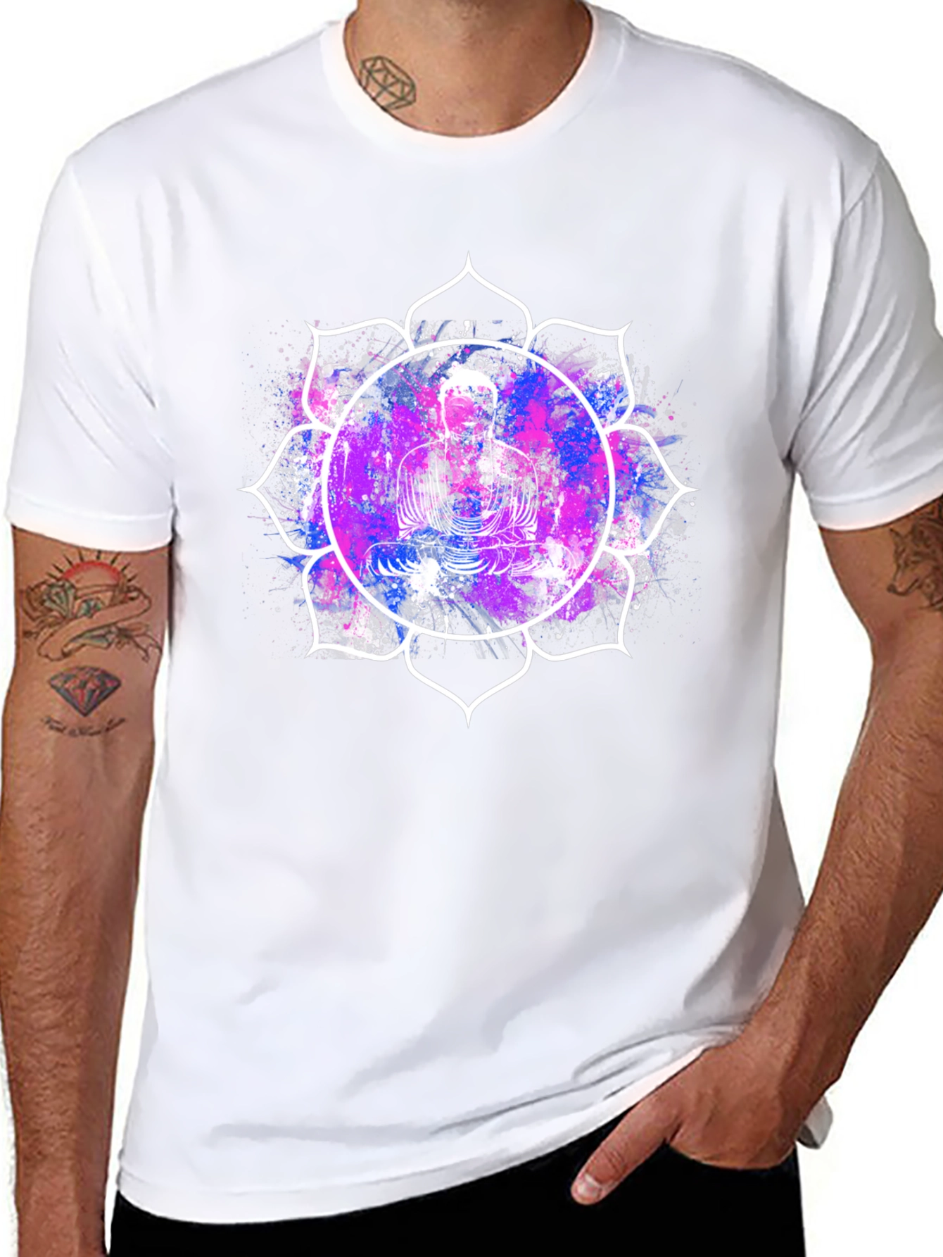 Buddha Lotus Graphic Tee - Black