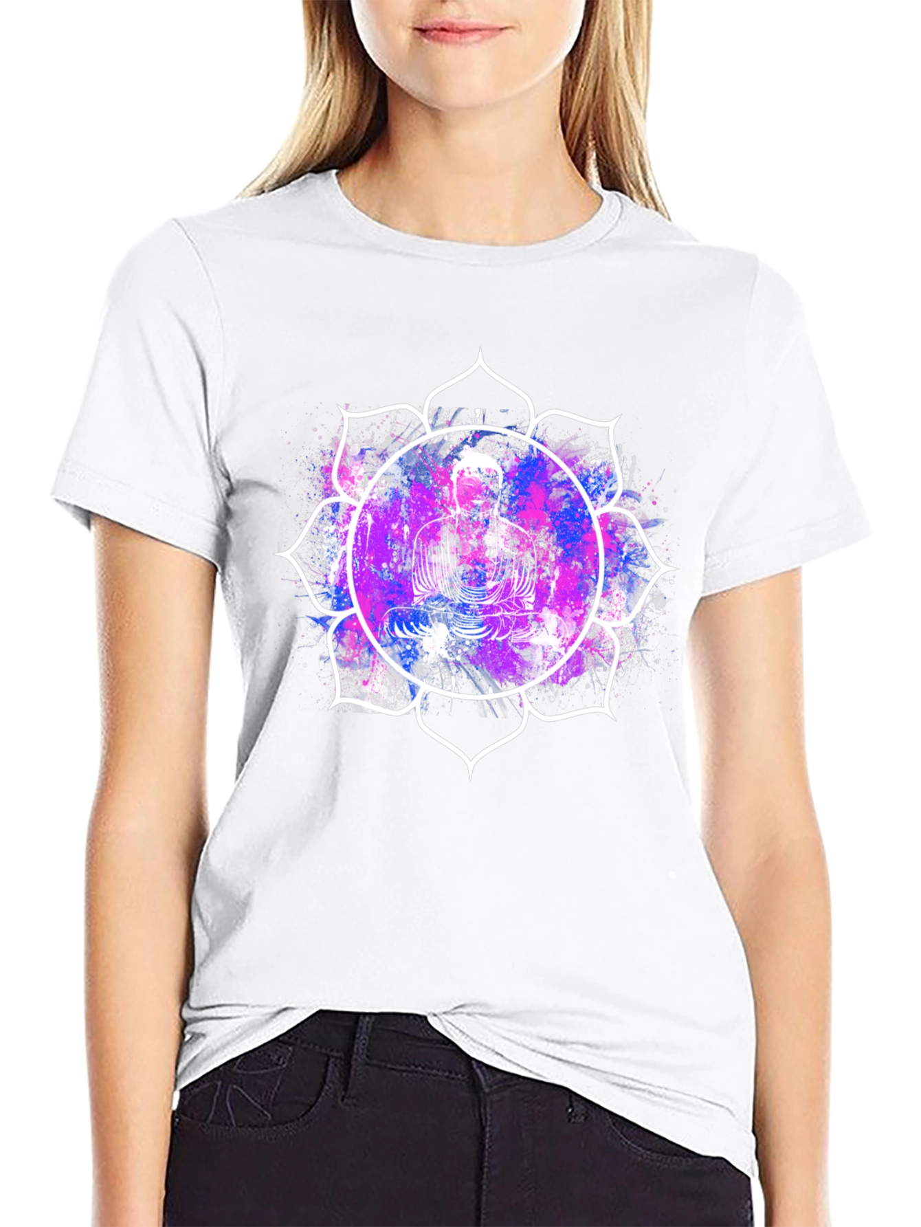 Buddha Lotus Graphic Tee - Black