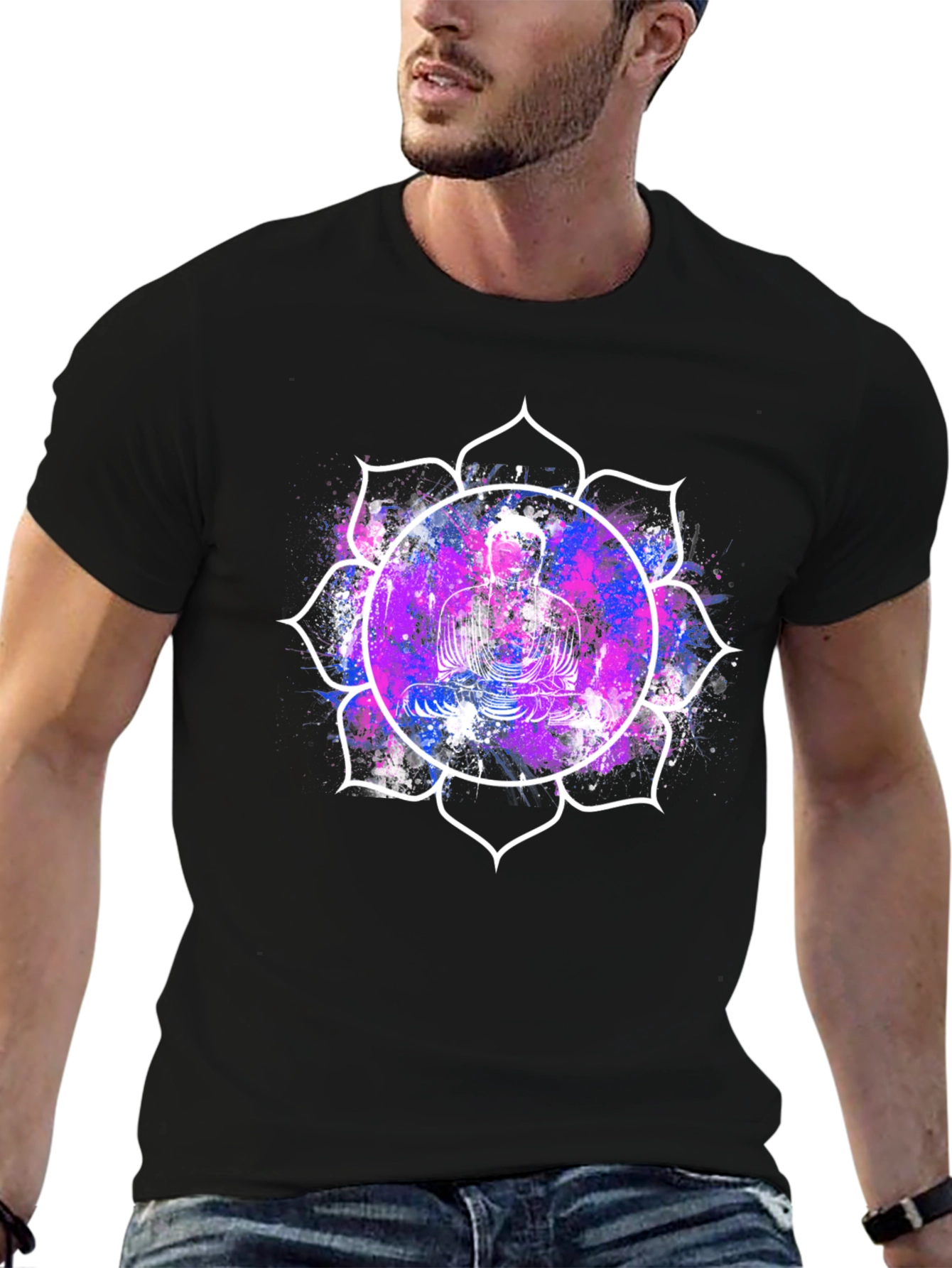Buddha Lotus Graphic Tee - Black