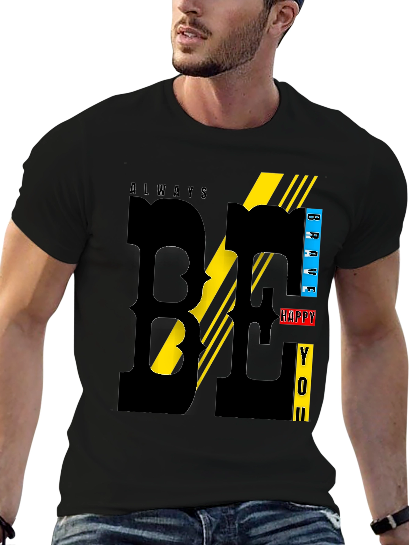 Stylish Black T-Shirt with Bold BE YOU Design