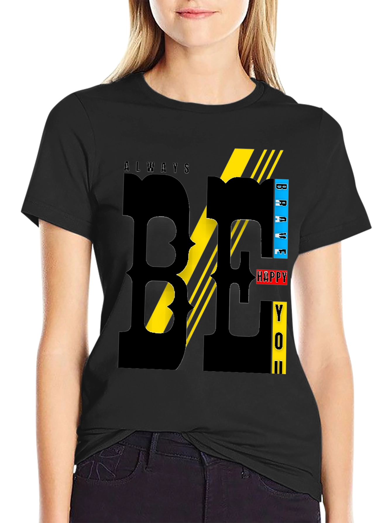 Stylish Black T-Shirt with Bold BE YOU Design
