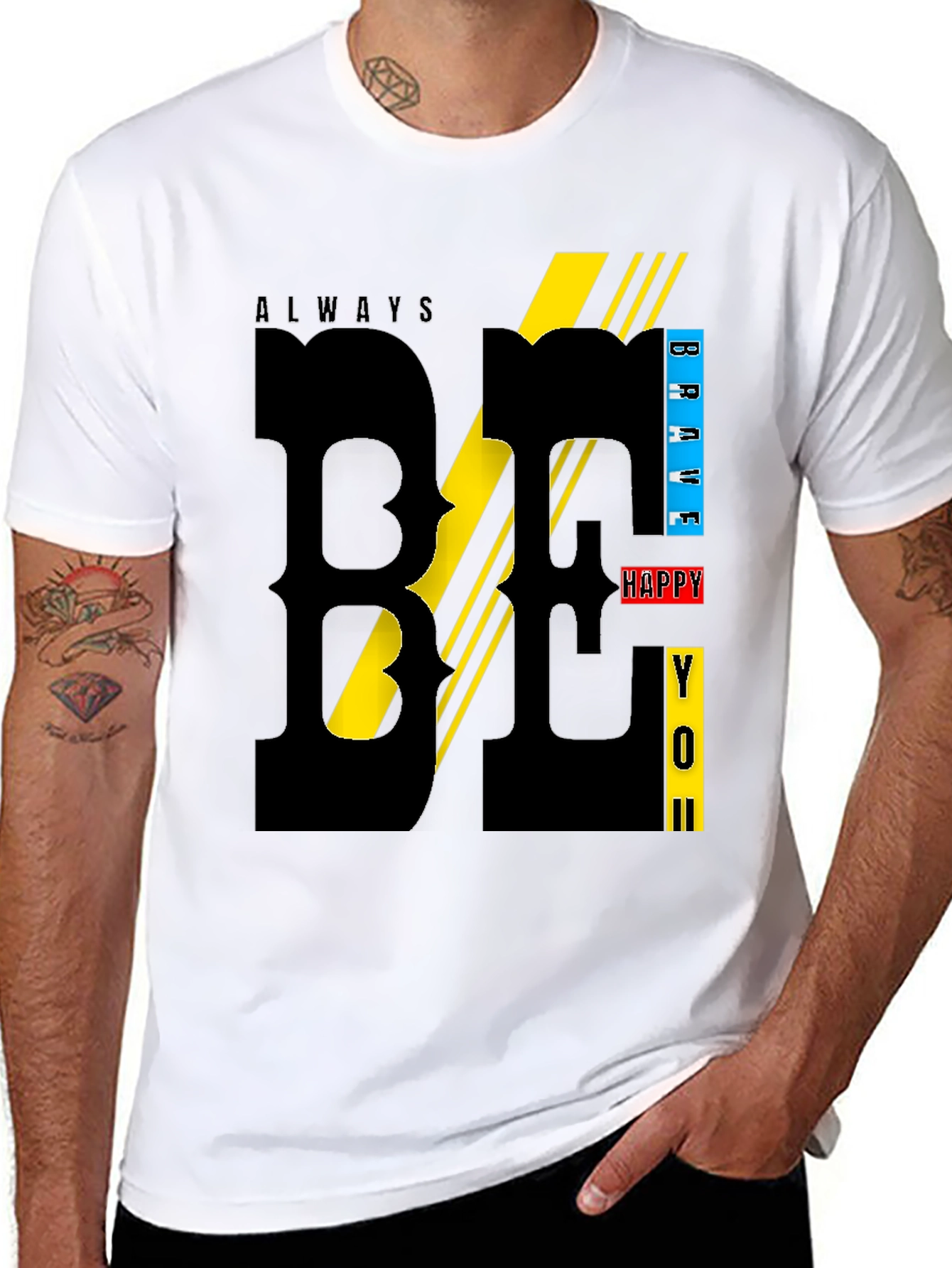 Stylish Black T-Shirt with Bold BE YOU Design