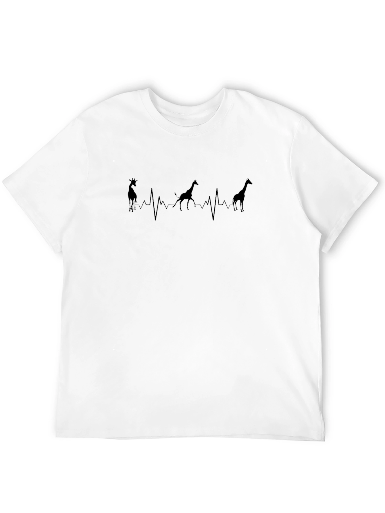 Giraffe Heartbeat Black Graphic T-Shirt