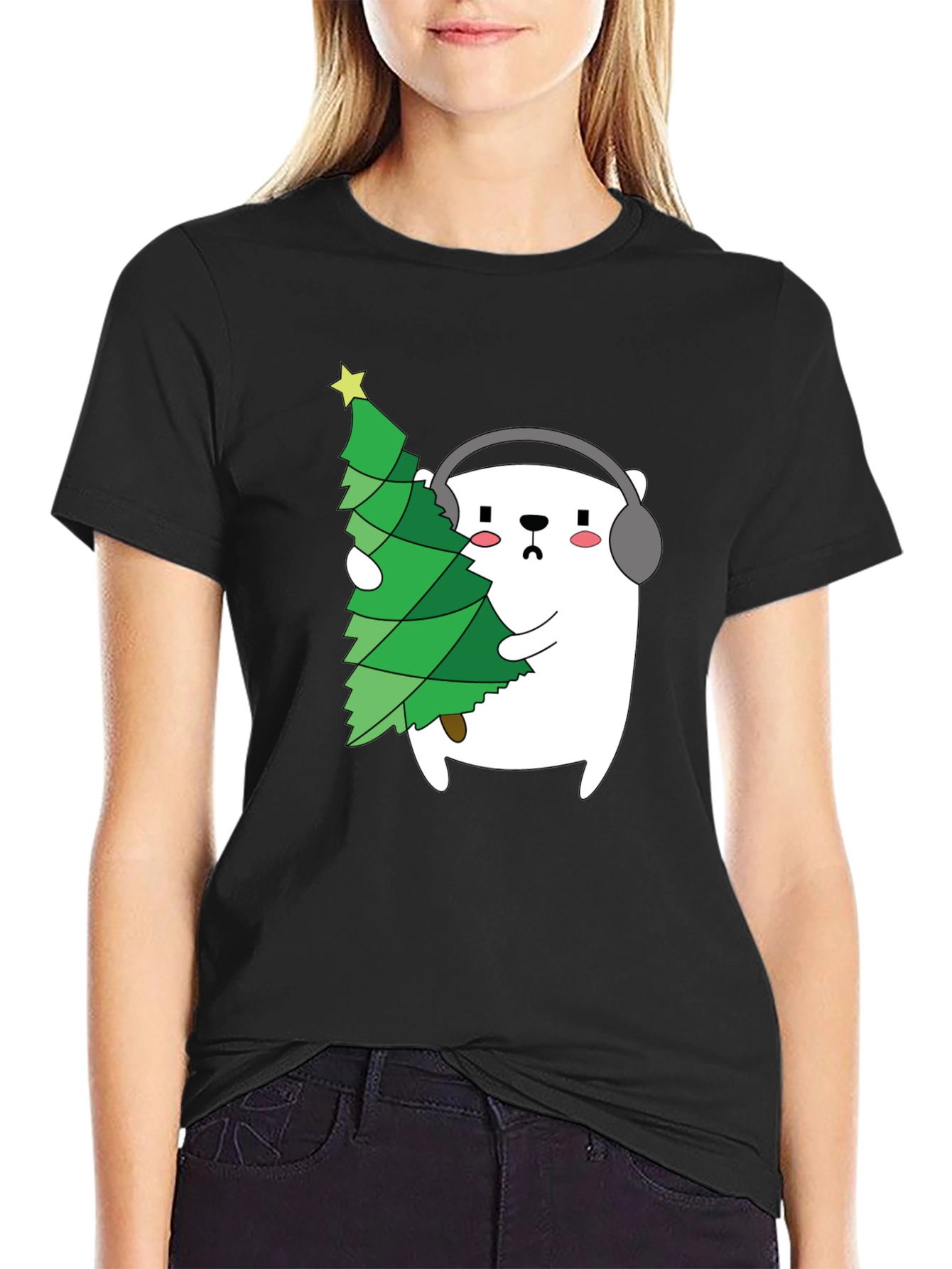 Bear with Christmas Tree Graphic Tee