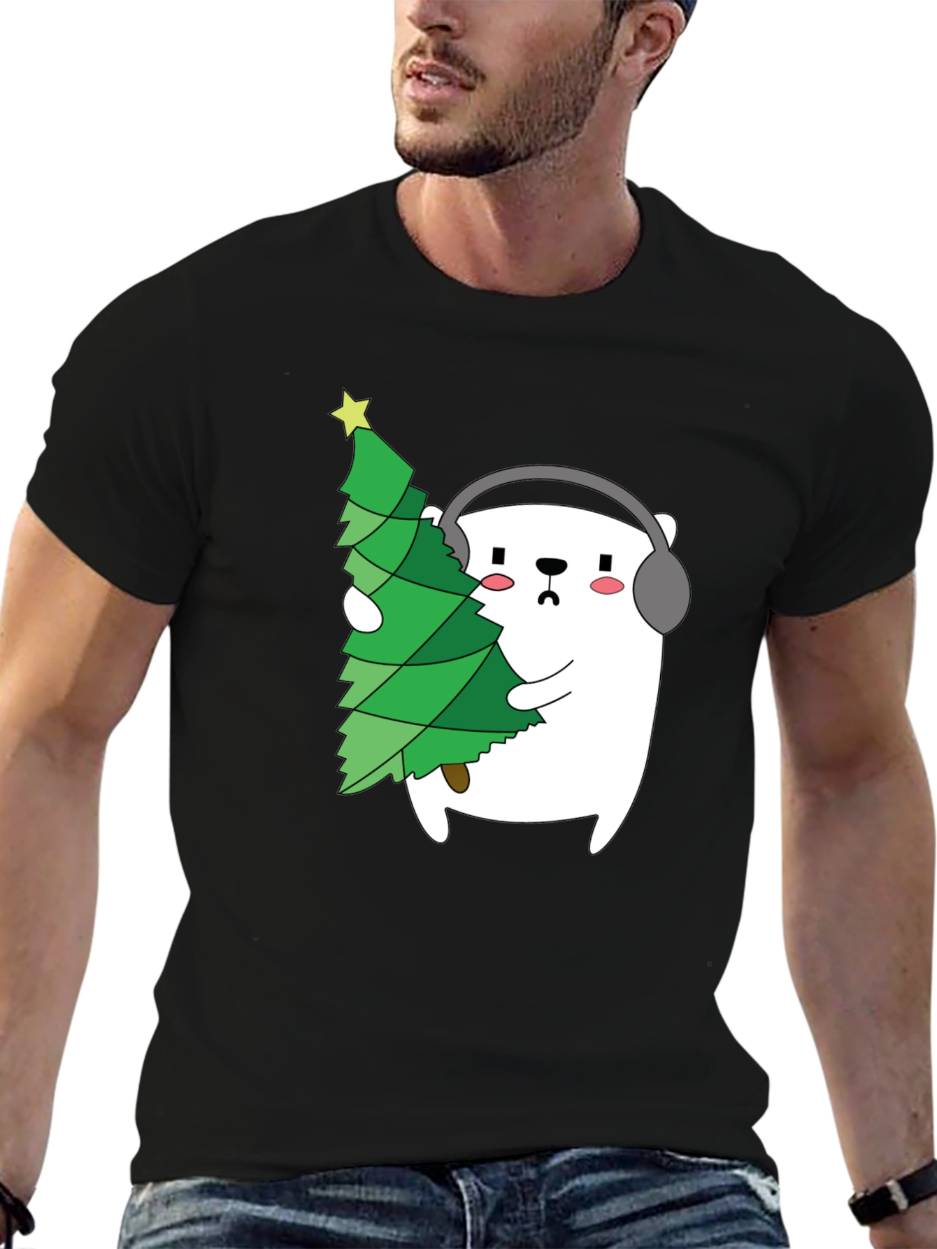 Bear with Christmas Tree Graphic Tee