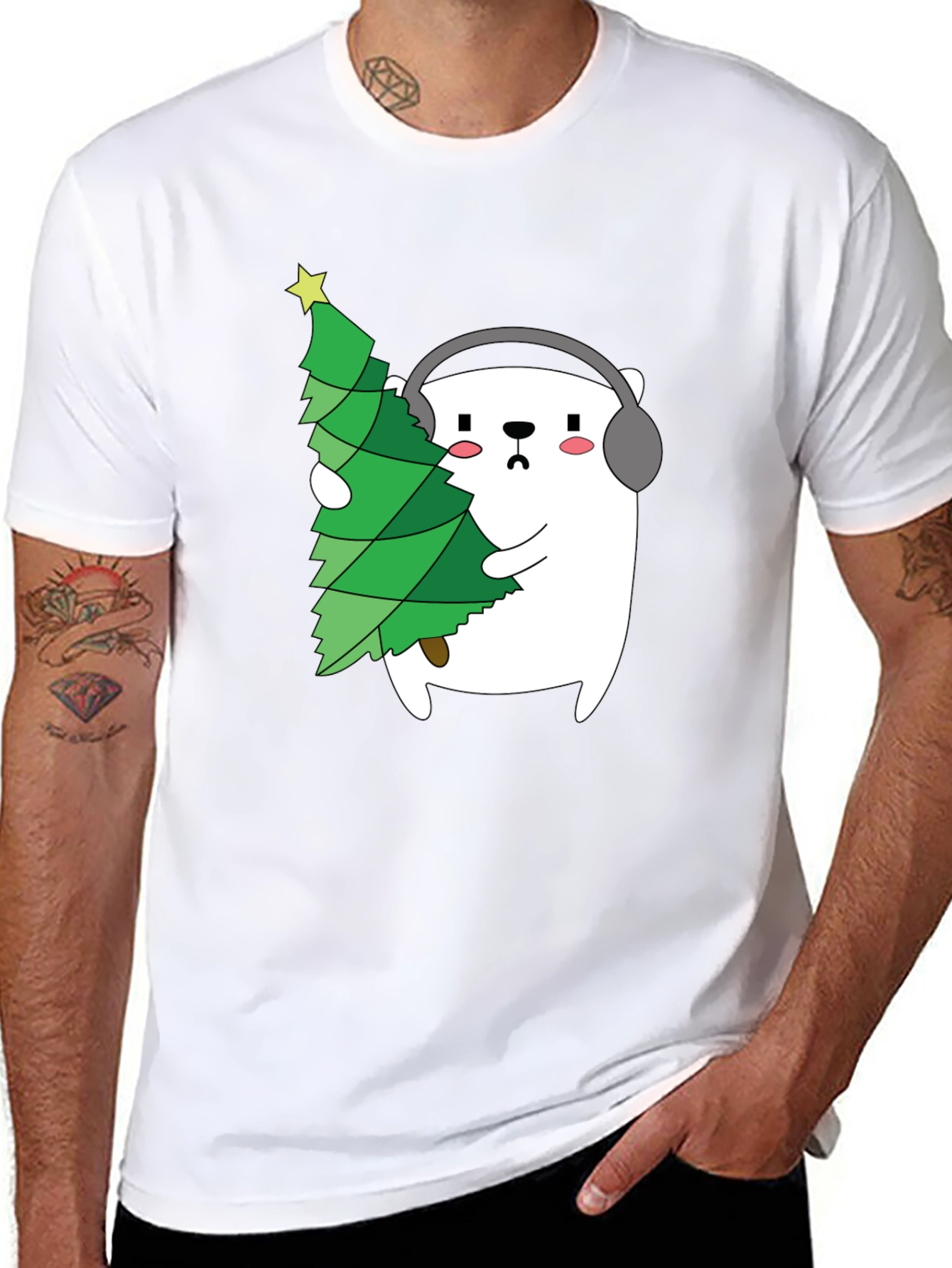 Bear with Christmas Tree Graphic Tee