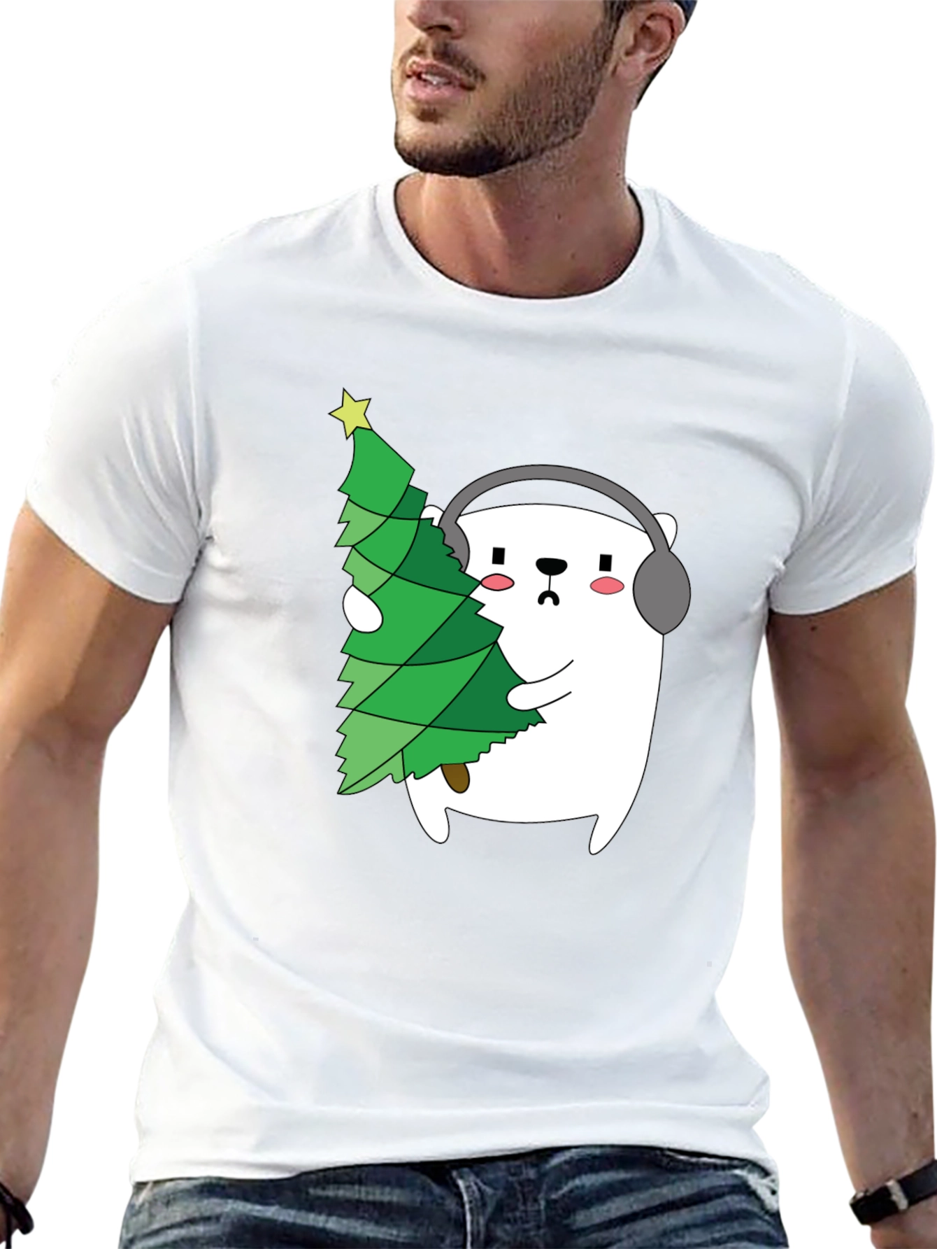 Bear with Christmas Tree Graphic Tee