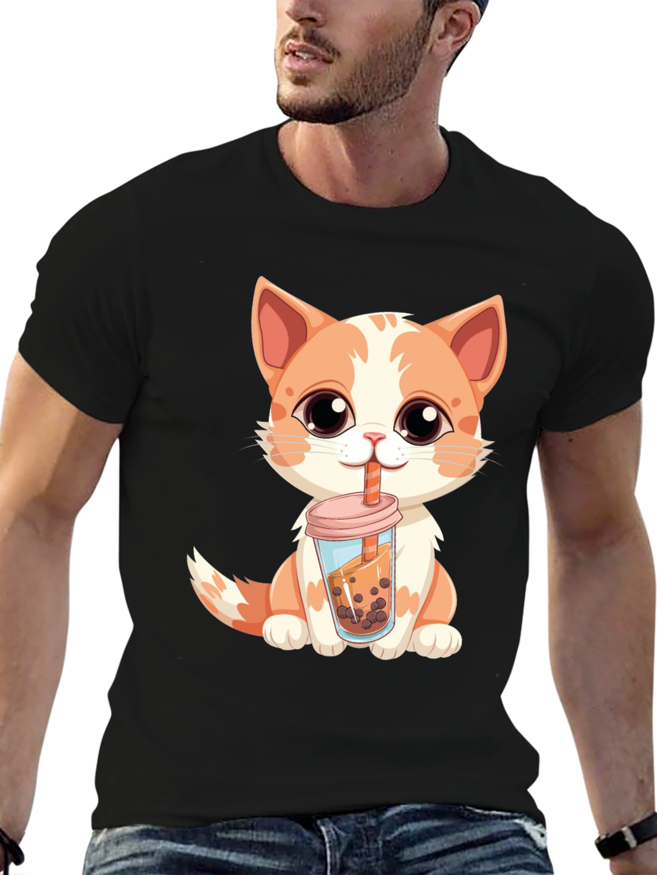 Cute Cat Boba Tea T-Shirt - Kawaii Kitten Design