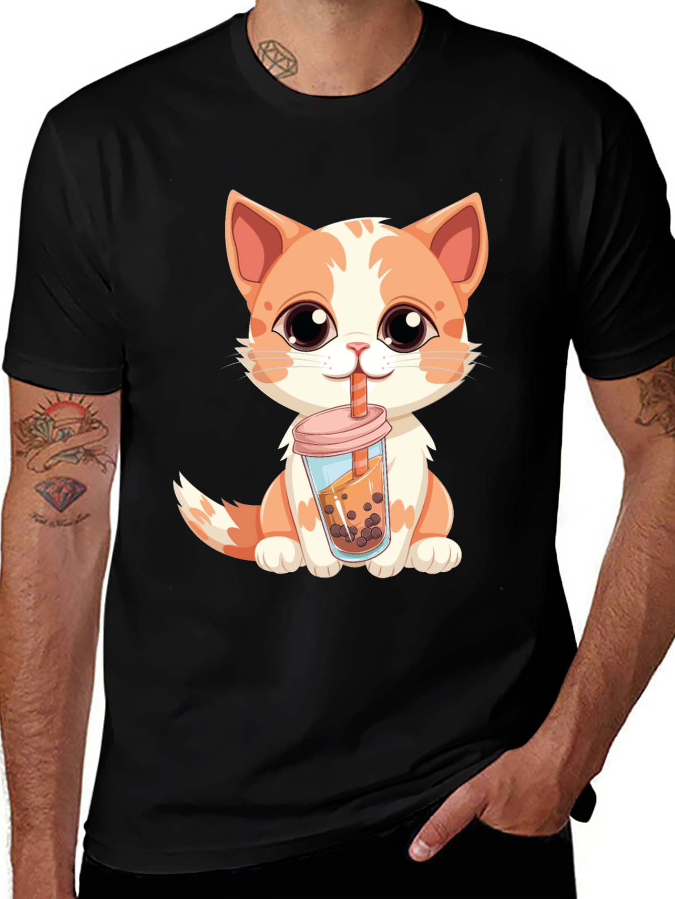 Cute Cat Boba Tea T-Shirt - Kawaii Kitten Design