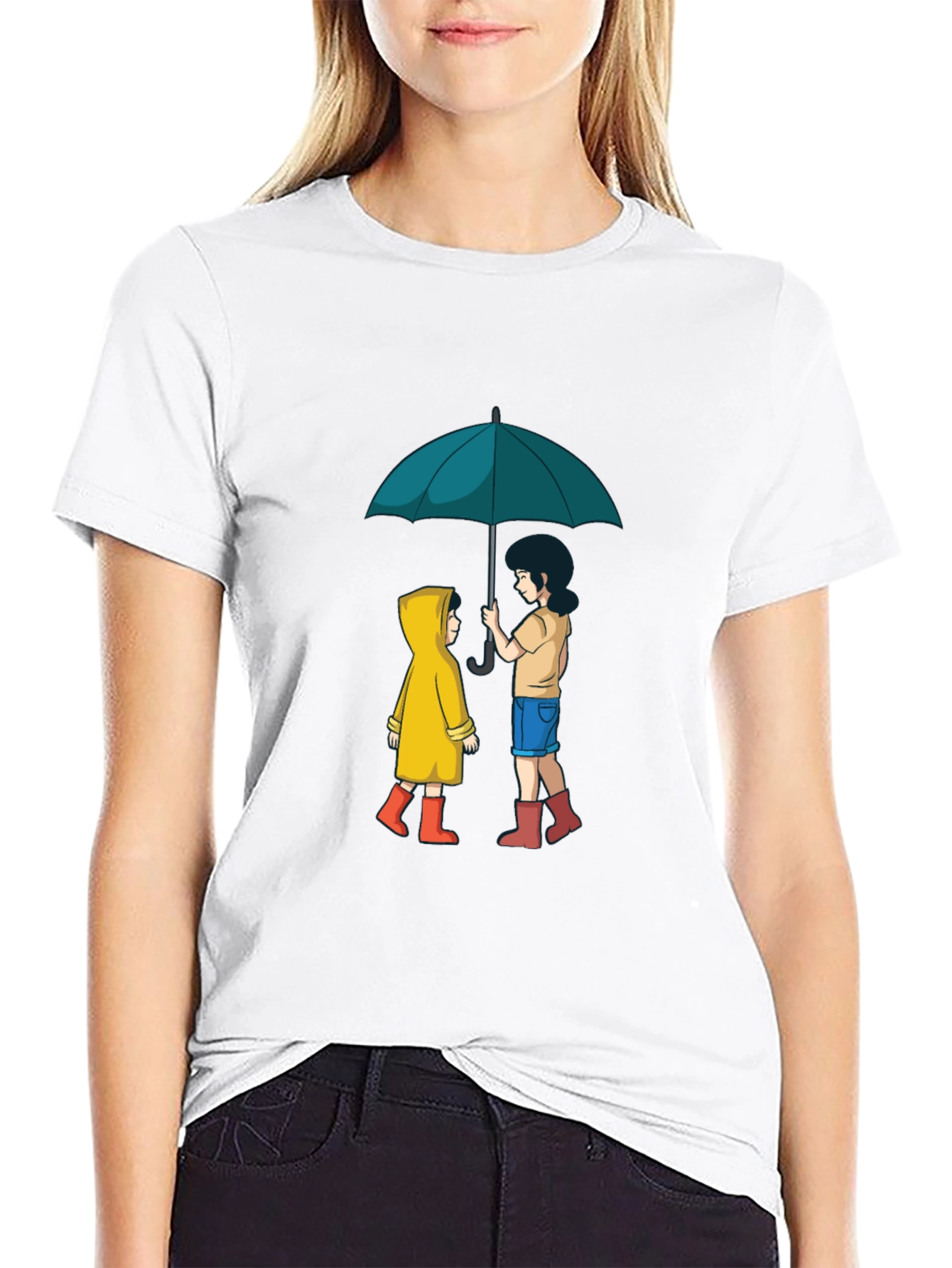 Umbrella Sharing Graphic Black T-Shirt