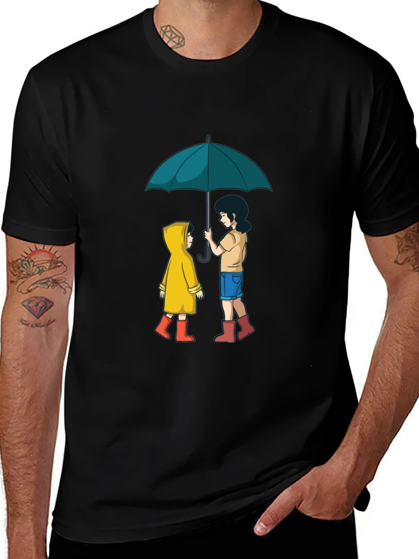 Umbrella Sharing Graphic Black T-Shirt