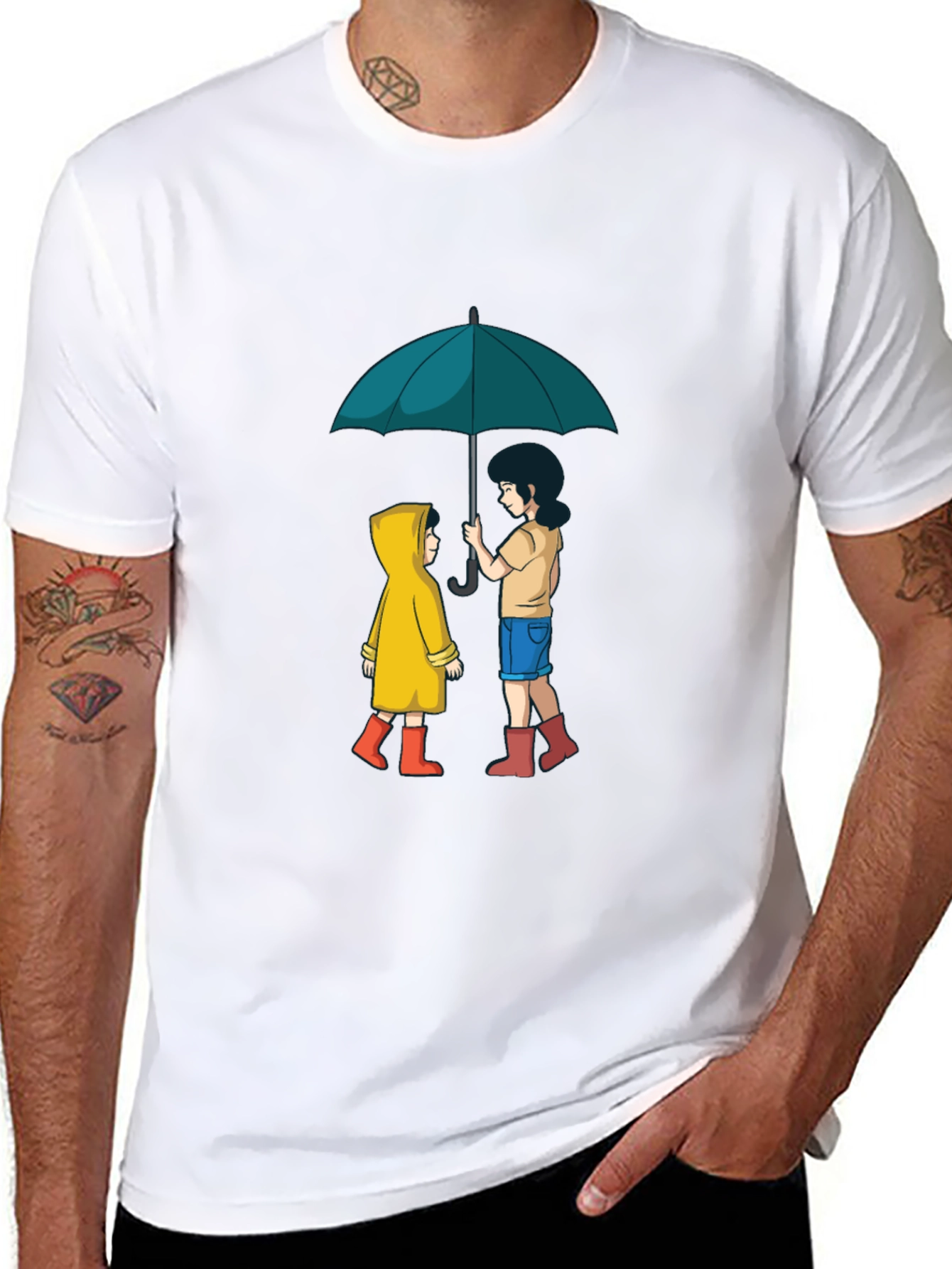 Umbrella Sharing Graphic Black T-Shirt
