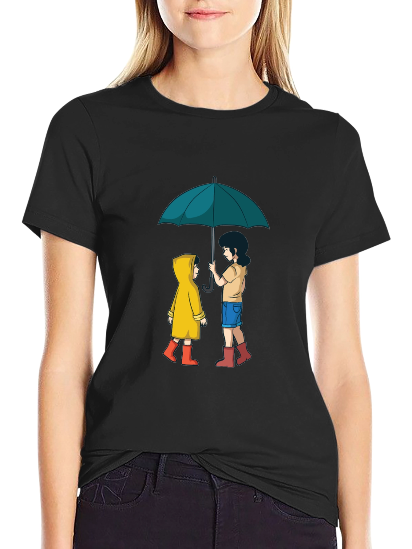 Umbrella Sharing Graphic Black T-Shirt
