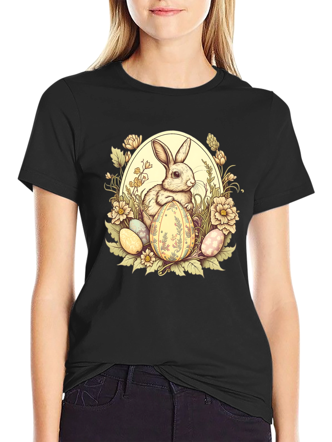 Easter Bunny Floral Egg T-Shirt