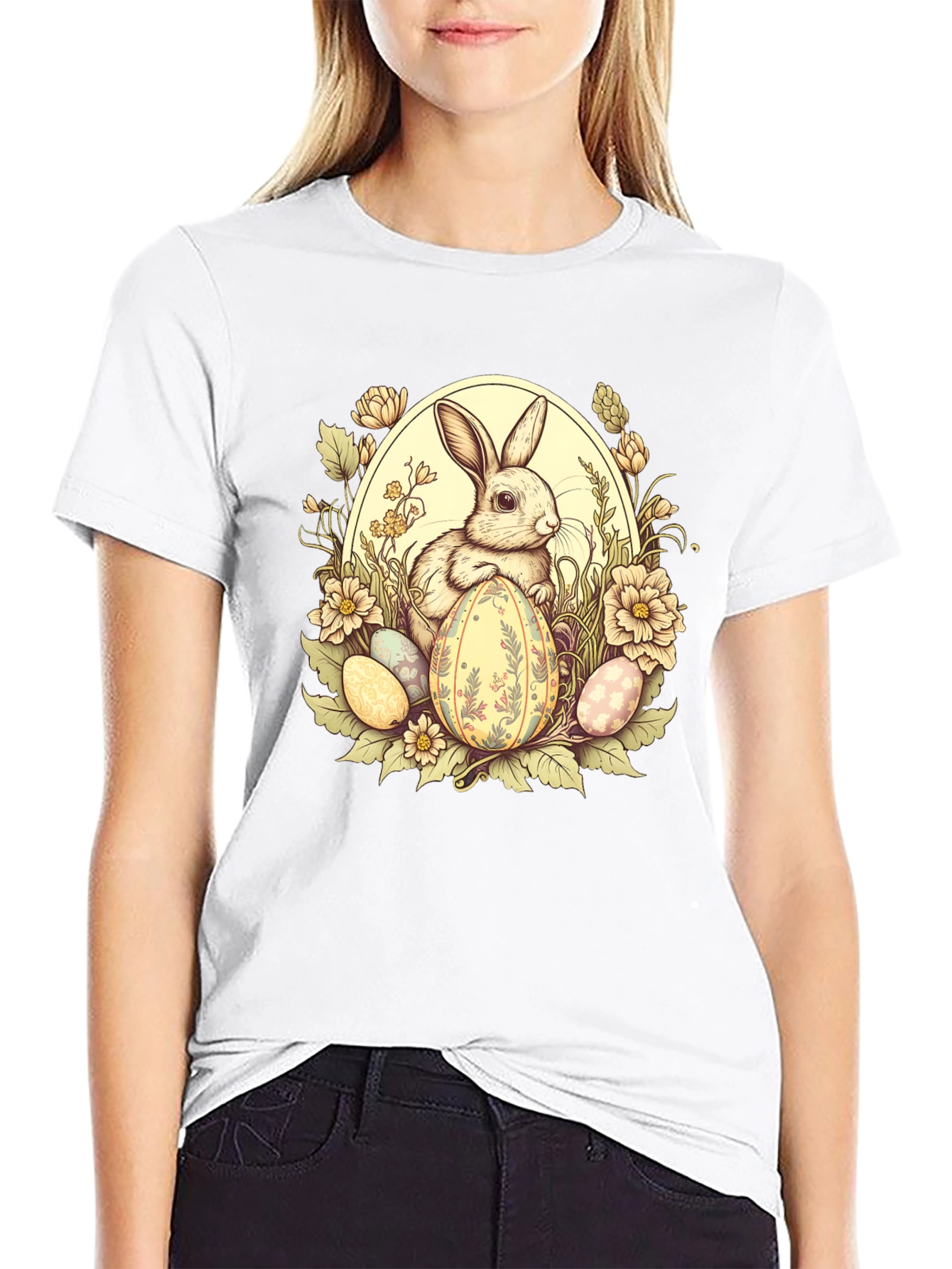 Easter Bunny Floral Egg T-Shirt