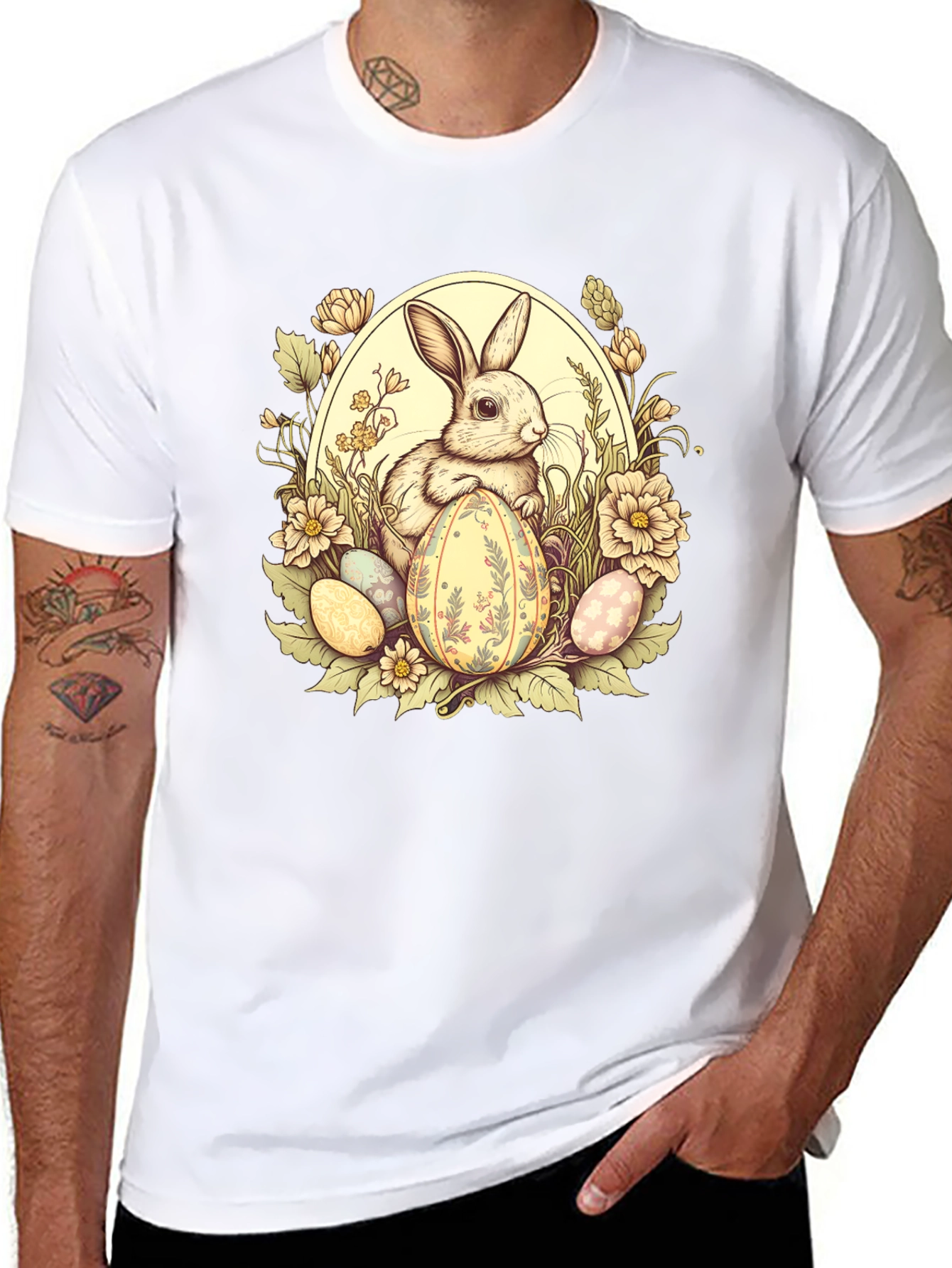 Easter Bunny Floral Egg T-Shirt