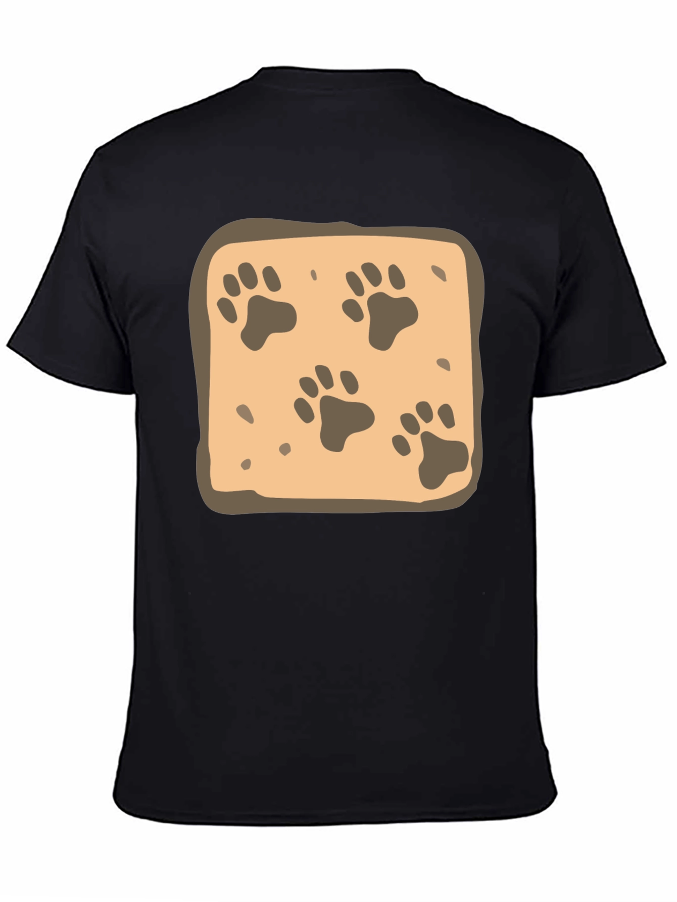 Paw Print Pattern Tee - Black Cotton Casual
