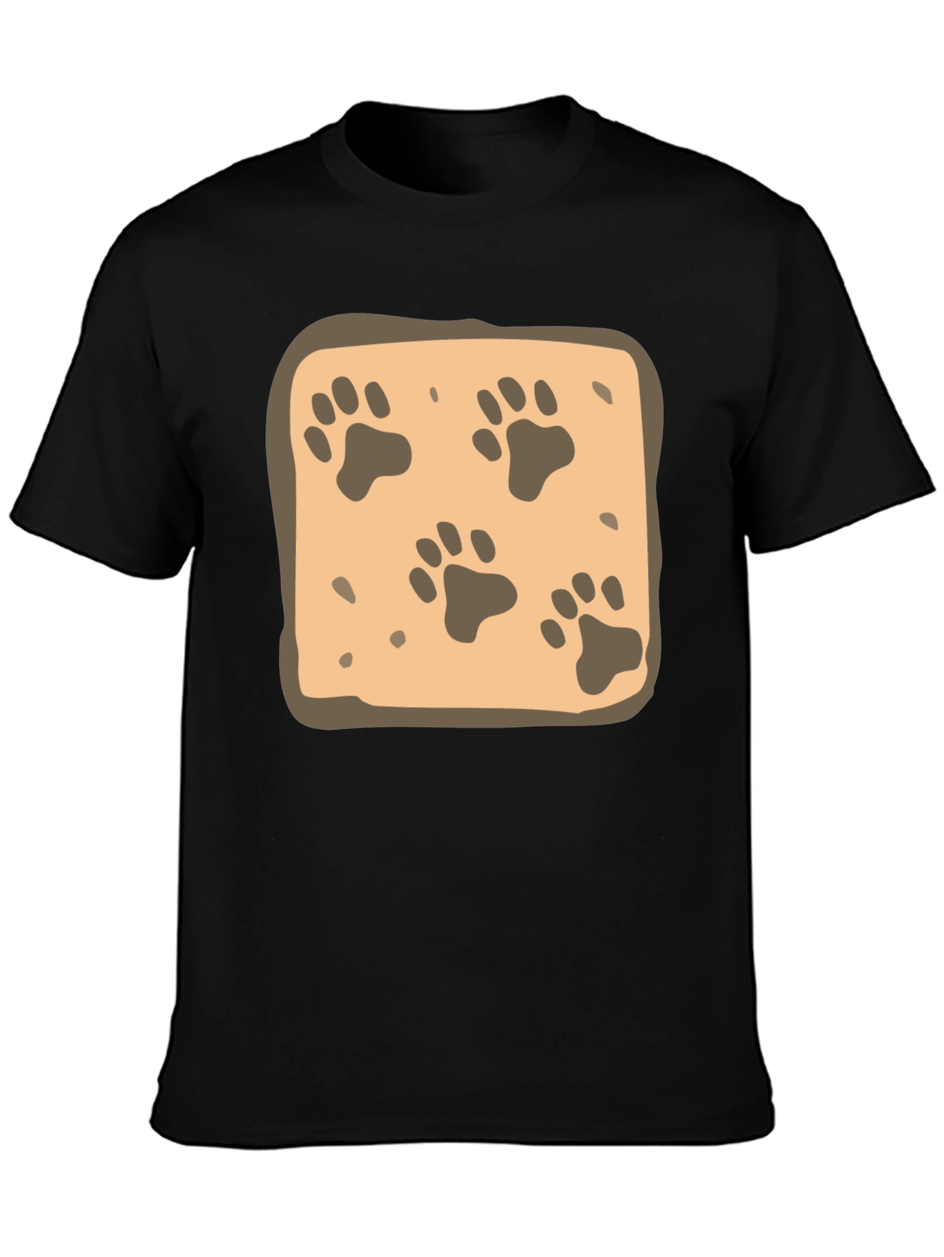 Paw Print Pattern Tee - Black Cotton Casual