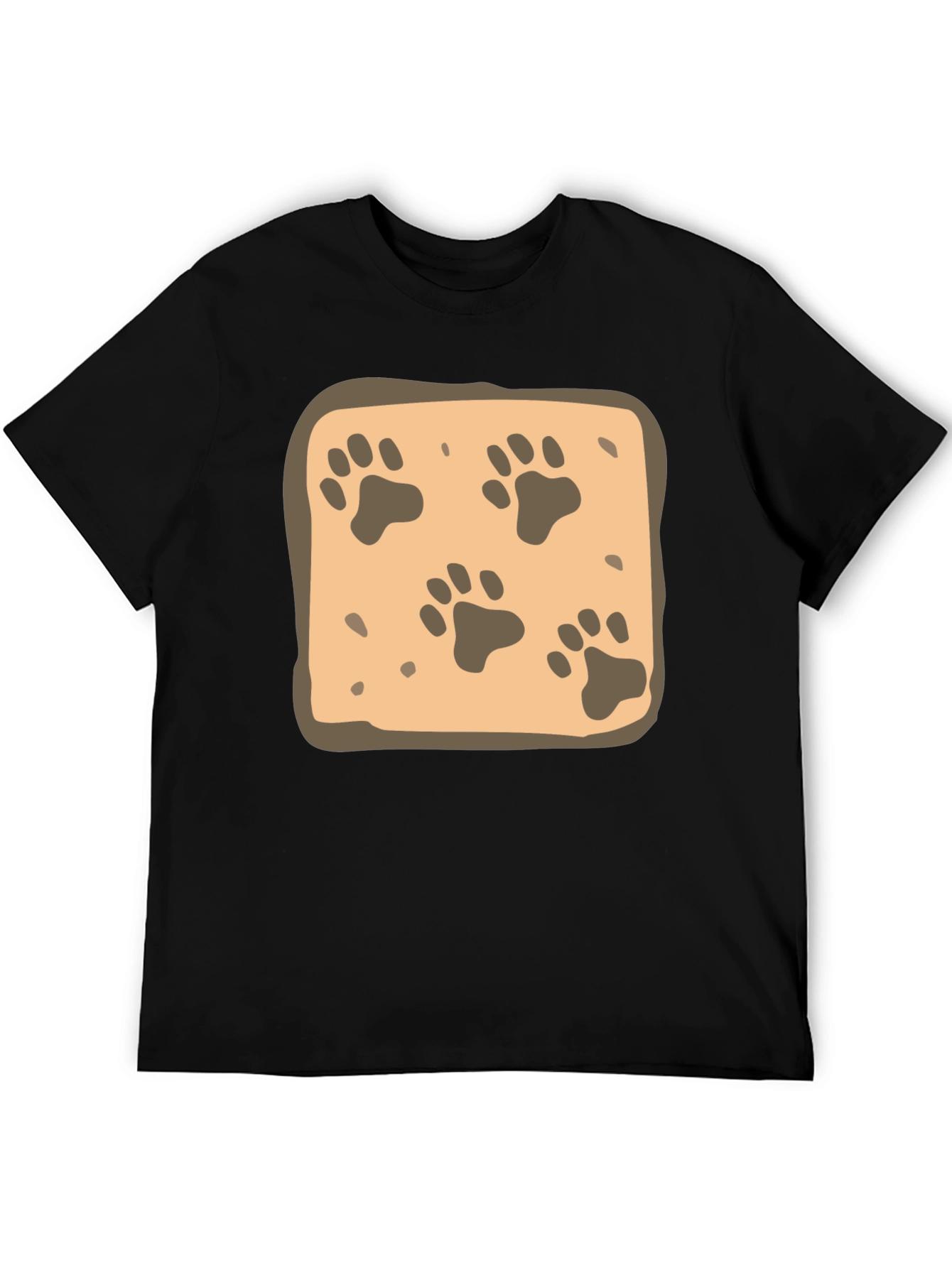Paw Print Pattern Tee - Black Cotton Casual