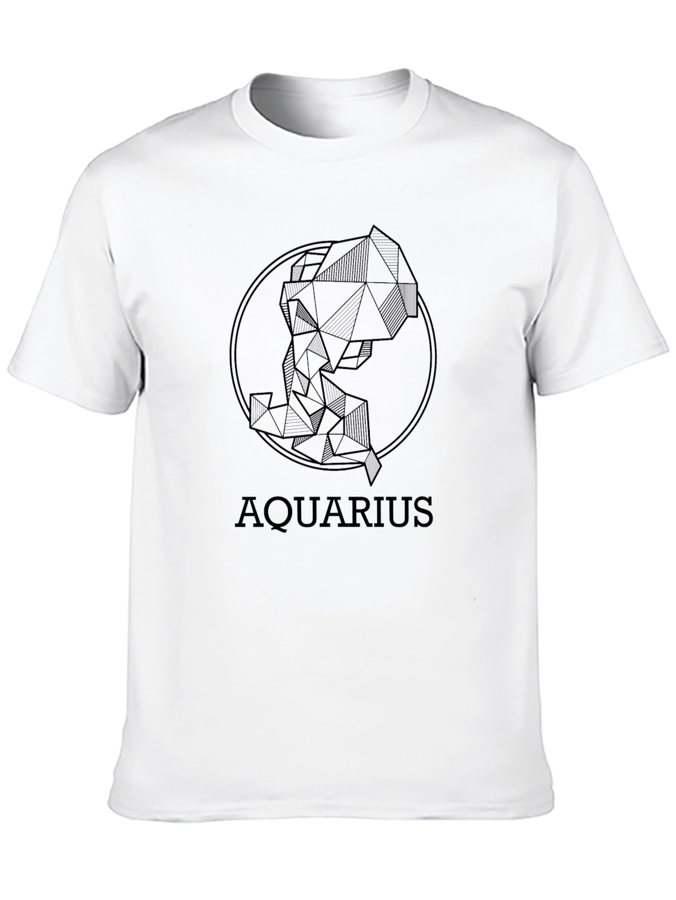 Aquarius Zodiac Sign Geometric Graphic Tee - Black