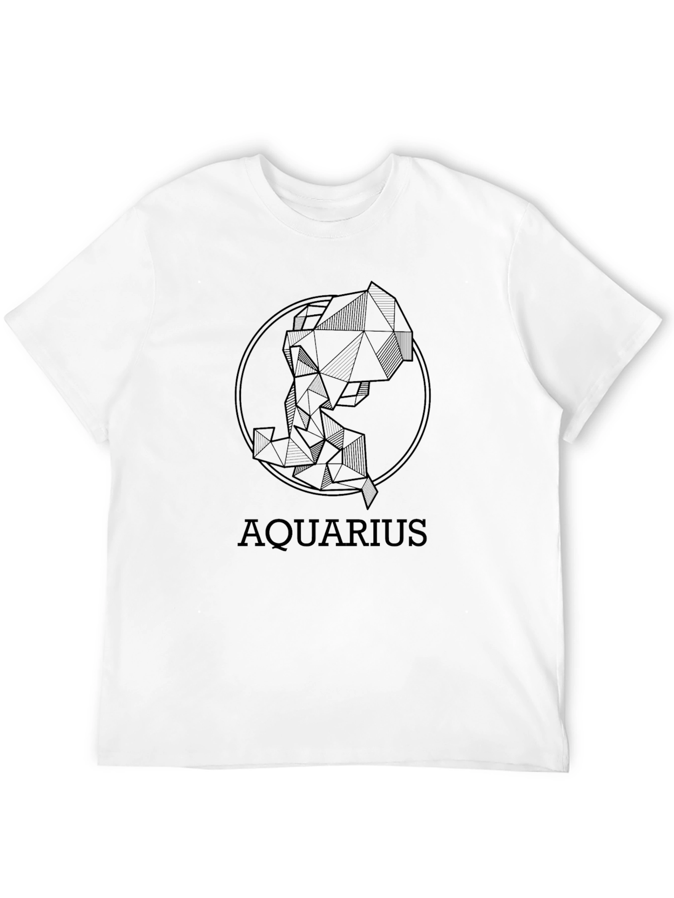 Aquarius Zodiac Sign Geometric Graphic Tee - Black