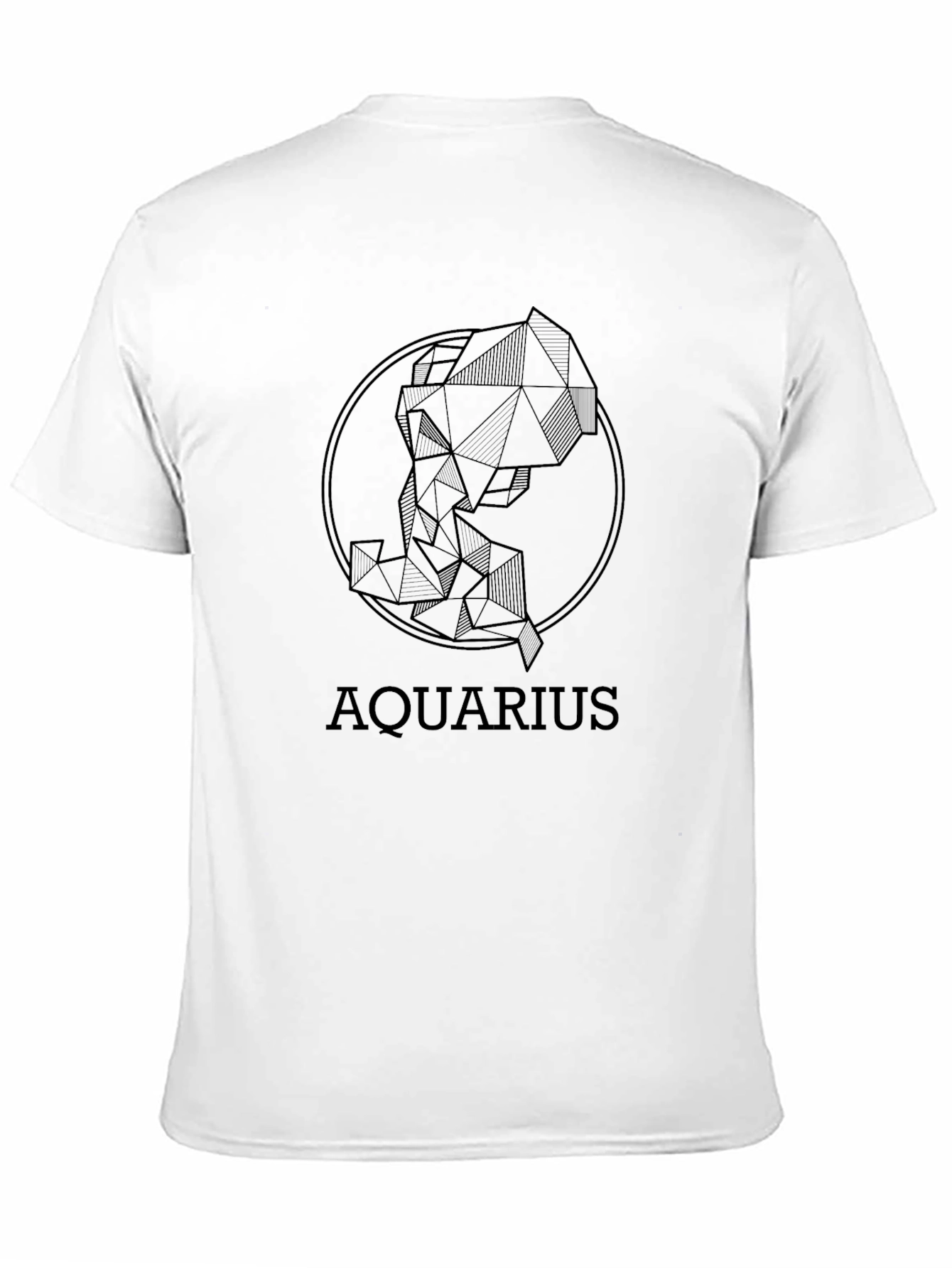 Aquarius Zodiac Sign Geometric Graphic Tee - Black