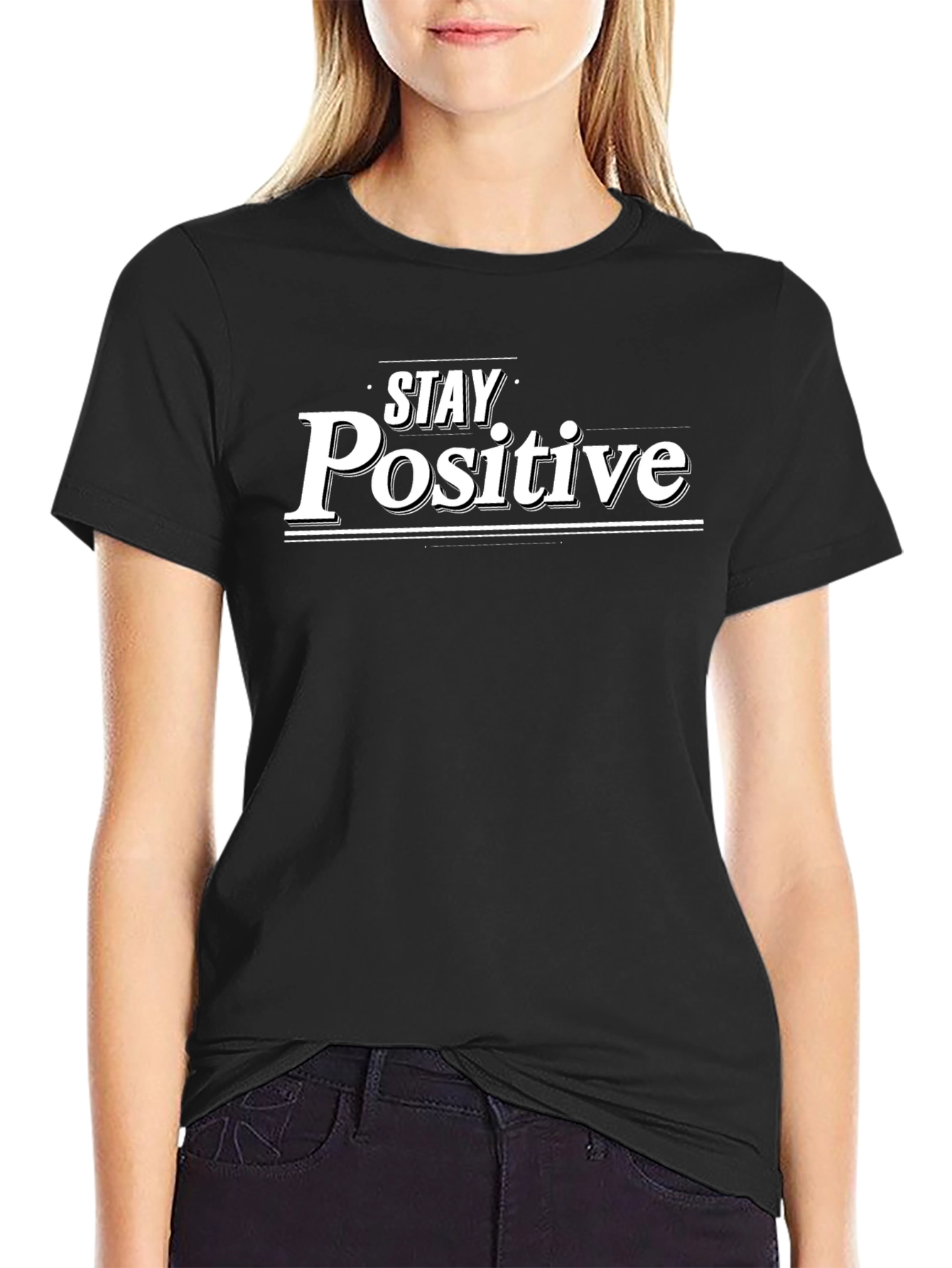 Stay Positive Black T-Shirt - Inspirational Design
