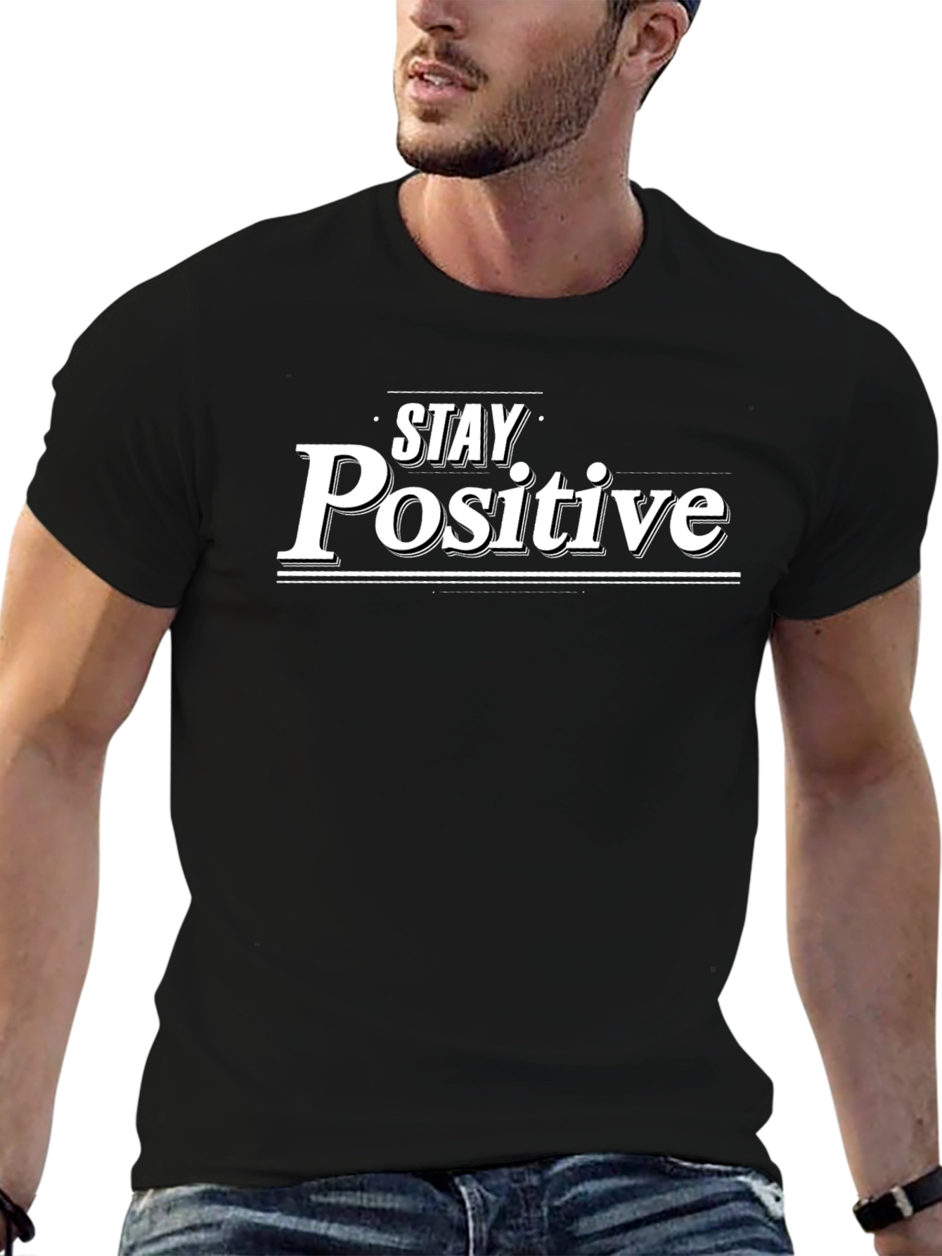 Stay Positive Black T-Shirt - Inspirational Design