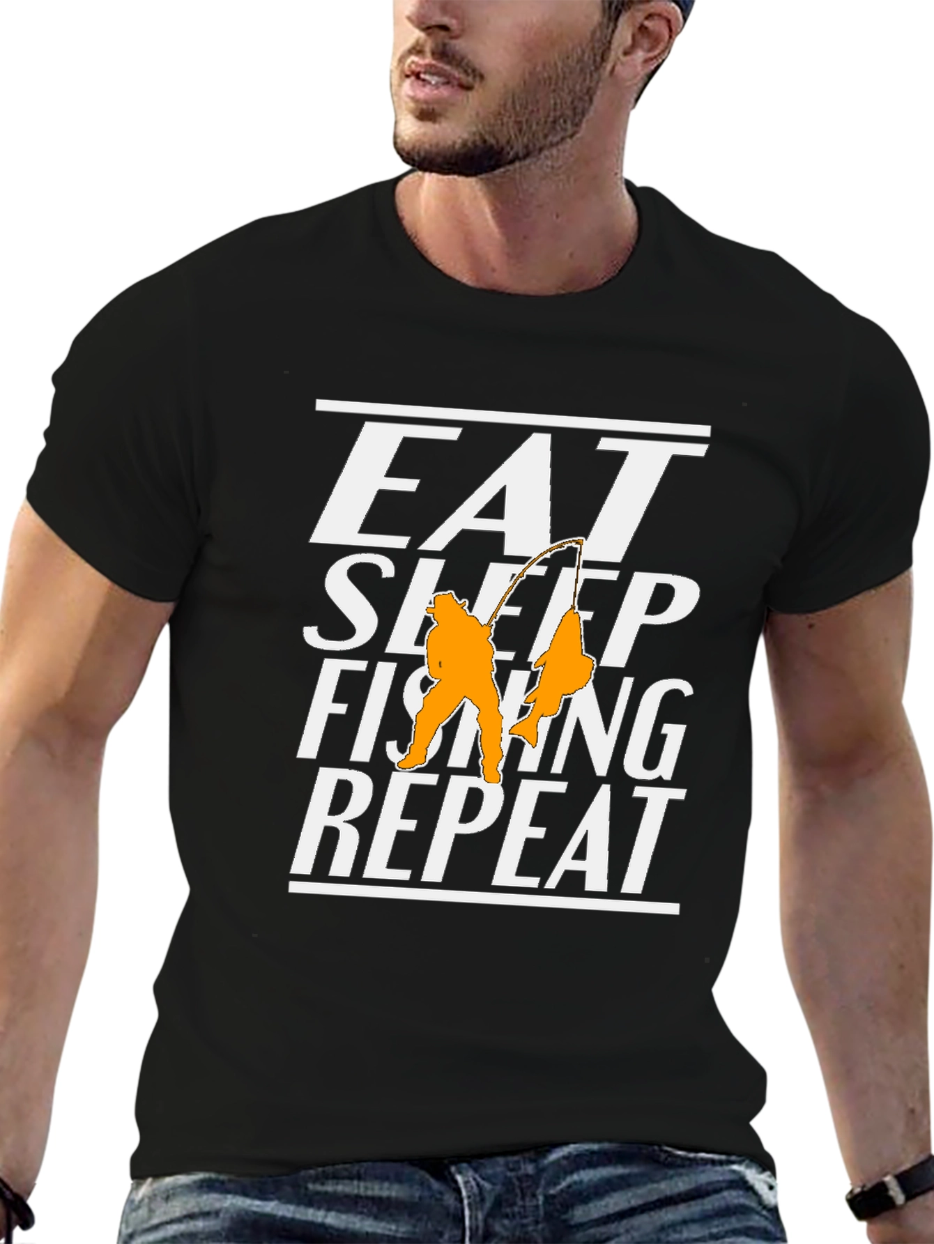 Eat Sleep Fishing Repeat Black T-Shirt