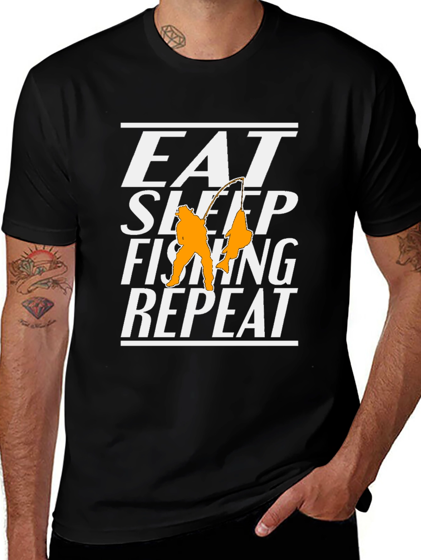 Eat Sleep Fishing Repeat Black T-Shirt