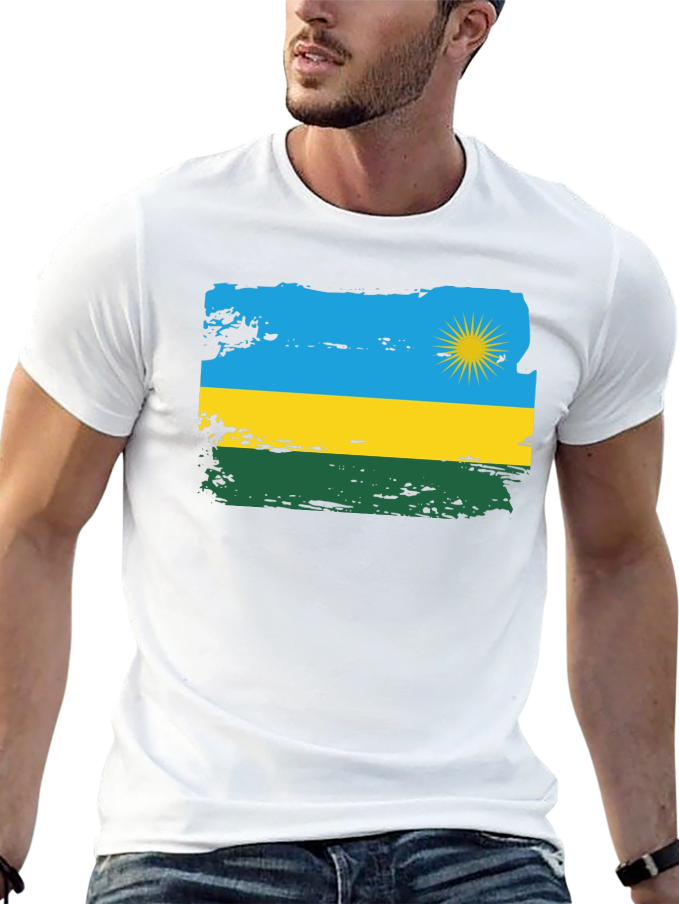 Rwanda Flag T-Shirt - Distressed Graphic Tee