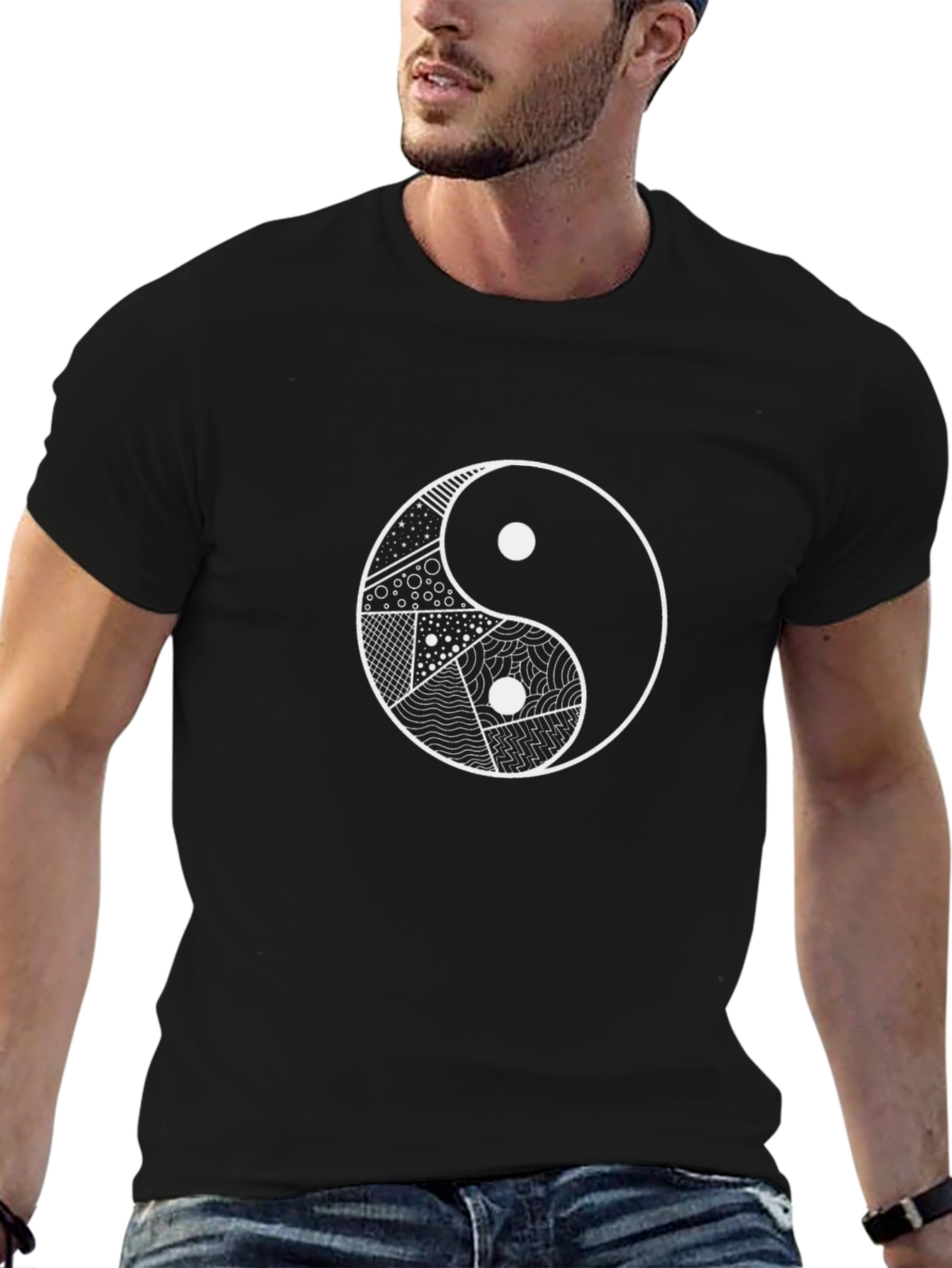 Yin Yang Graphic Tee - Black Cotton Blend
