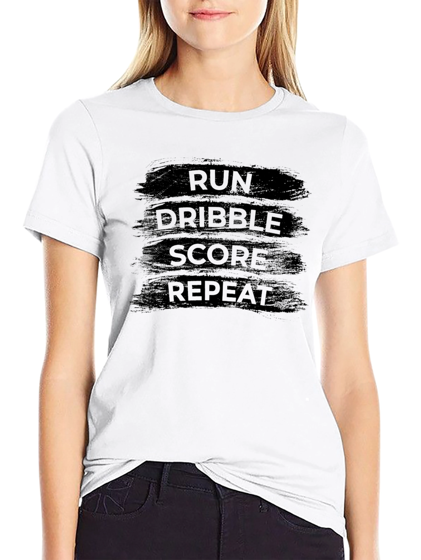 Run Dribble Score Repeat Black T-Shirt
