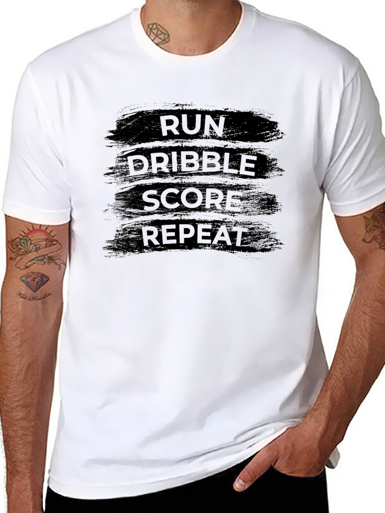 Run Dribble Score Repeat Black T-Shirt