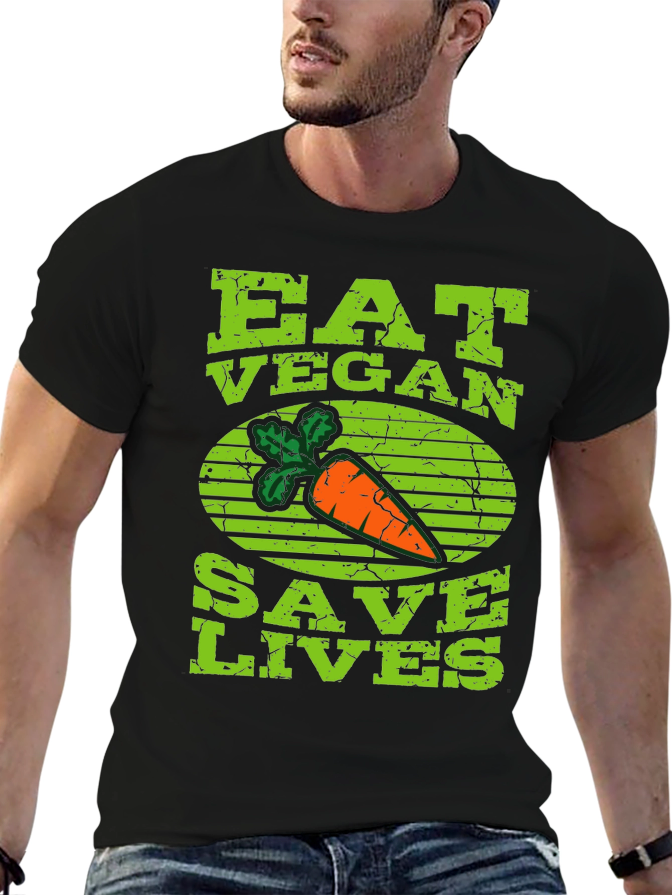Eat Vegan Save Lives T-Shirt Carrot Graphic