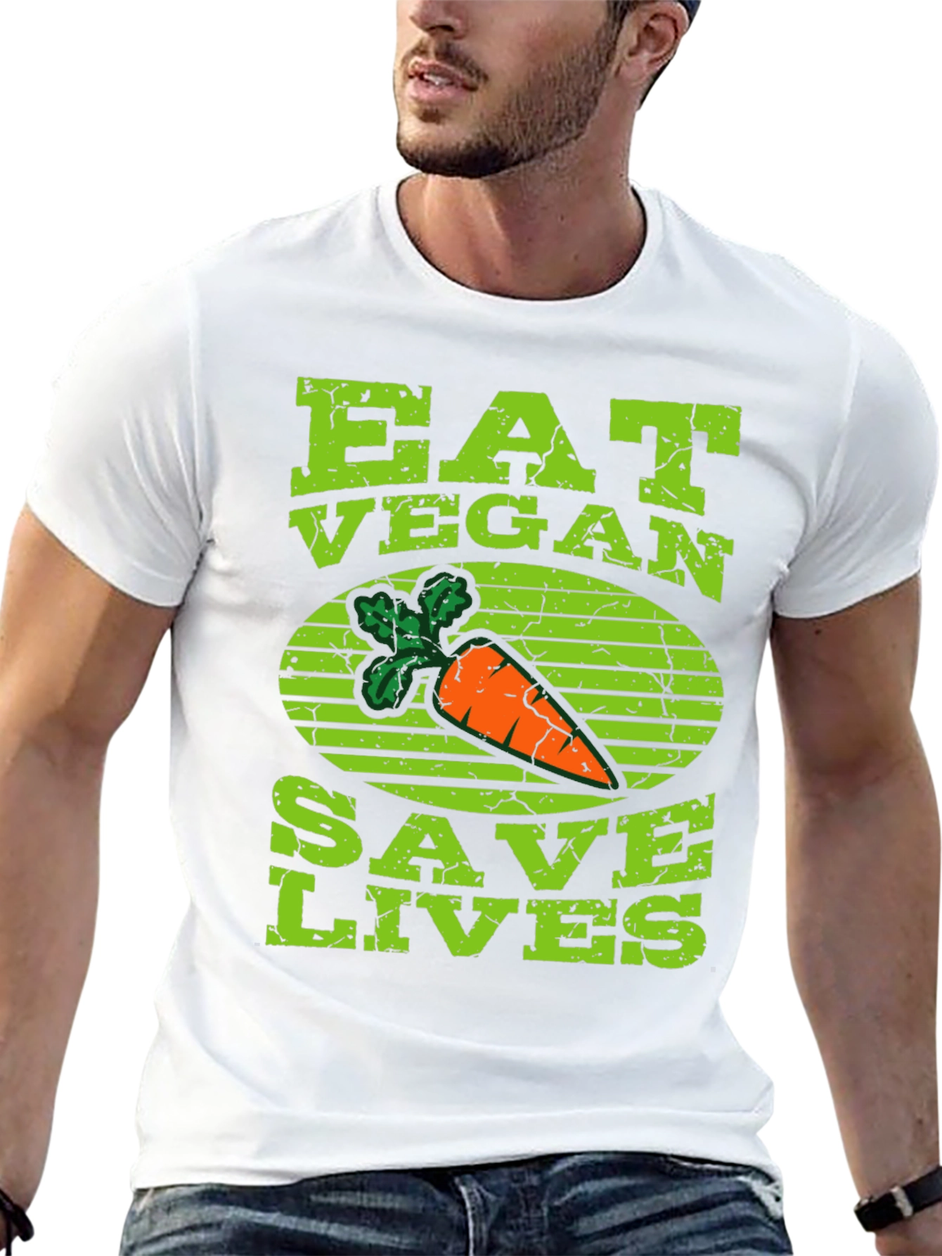 Eat Vegan Save Lives T-Shirt Carrot Graphic