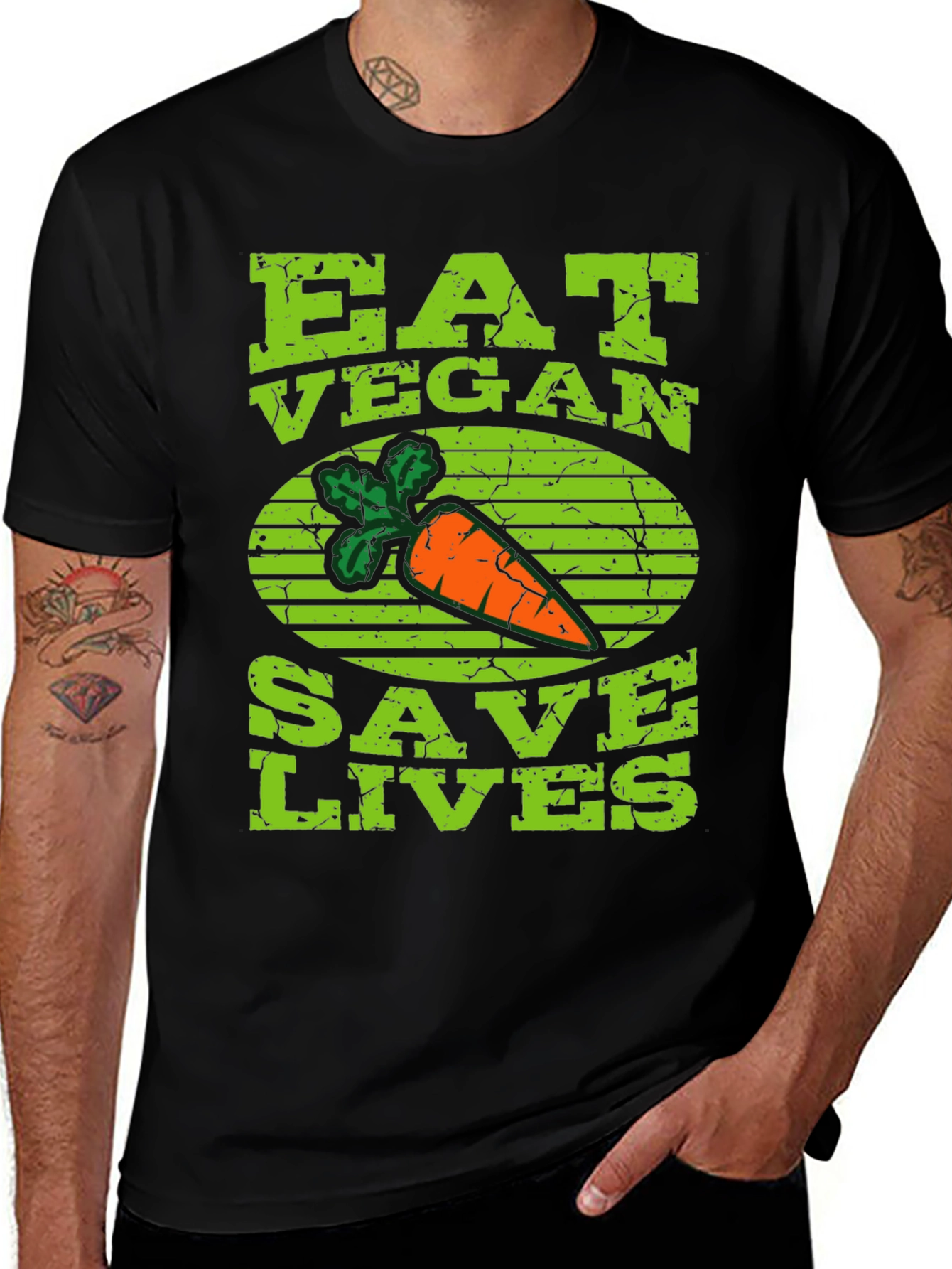 Eat Vegan Save Lives T-Shirt Carrot Graphic