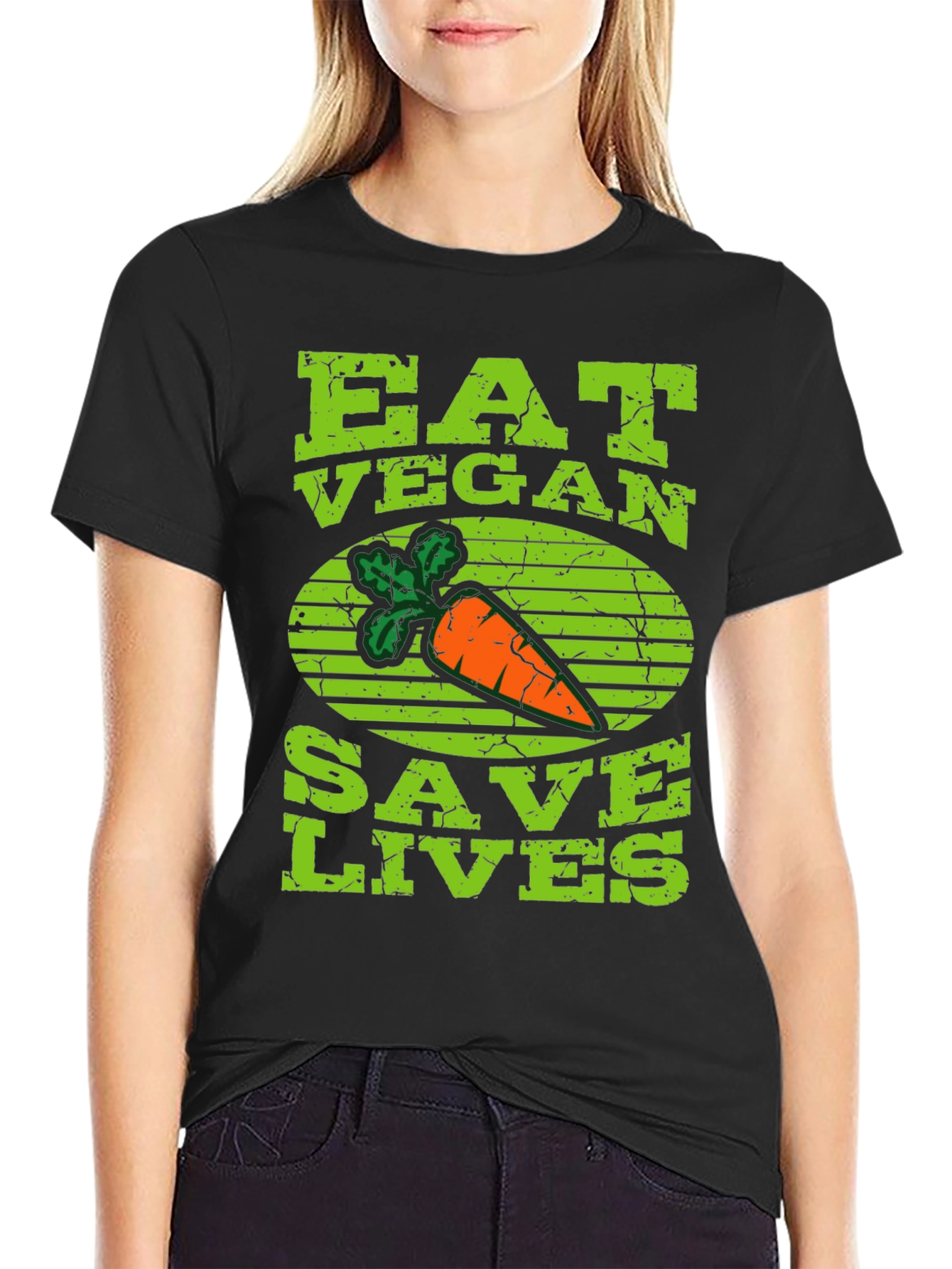 Eat Vegan Save Lives T-Shirt Carrot Graphic