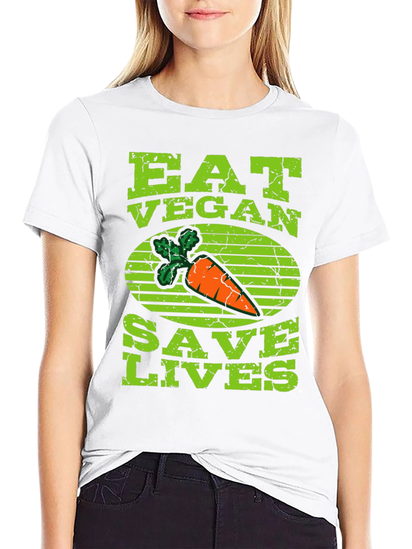 Eat Vegan Save Lives T-Shirt Carrot Graphic